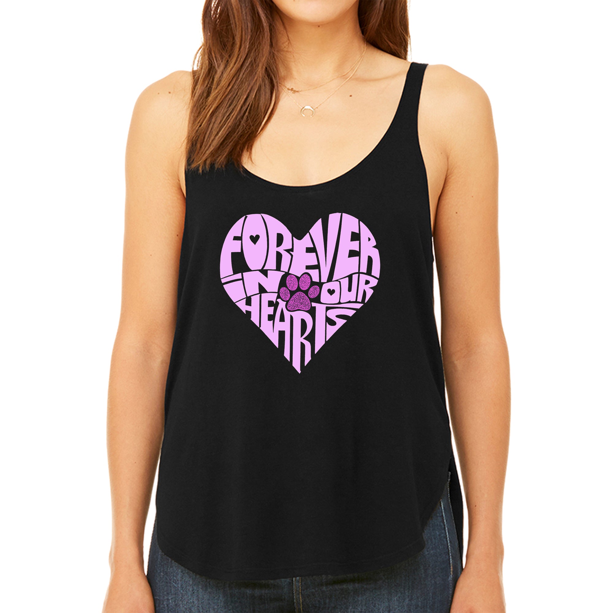 Forever In Our Hearts - Women's Premium Word Art Flowy Tank Top、mySite、camillekostekn