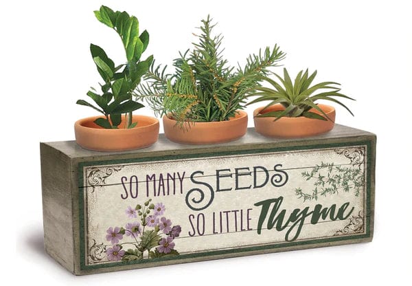 Wood Window Sill Planter So Many Seeds so Little Thyme Three Pot Floral Purple Herb Window Box、mySite、g9winljtr