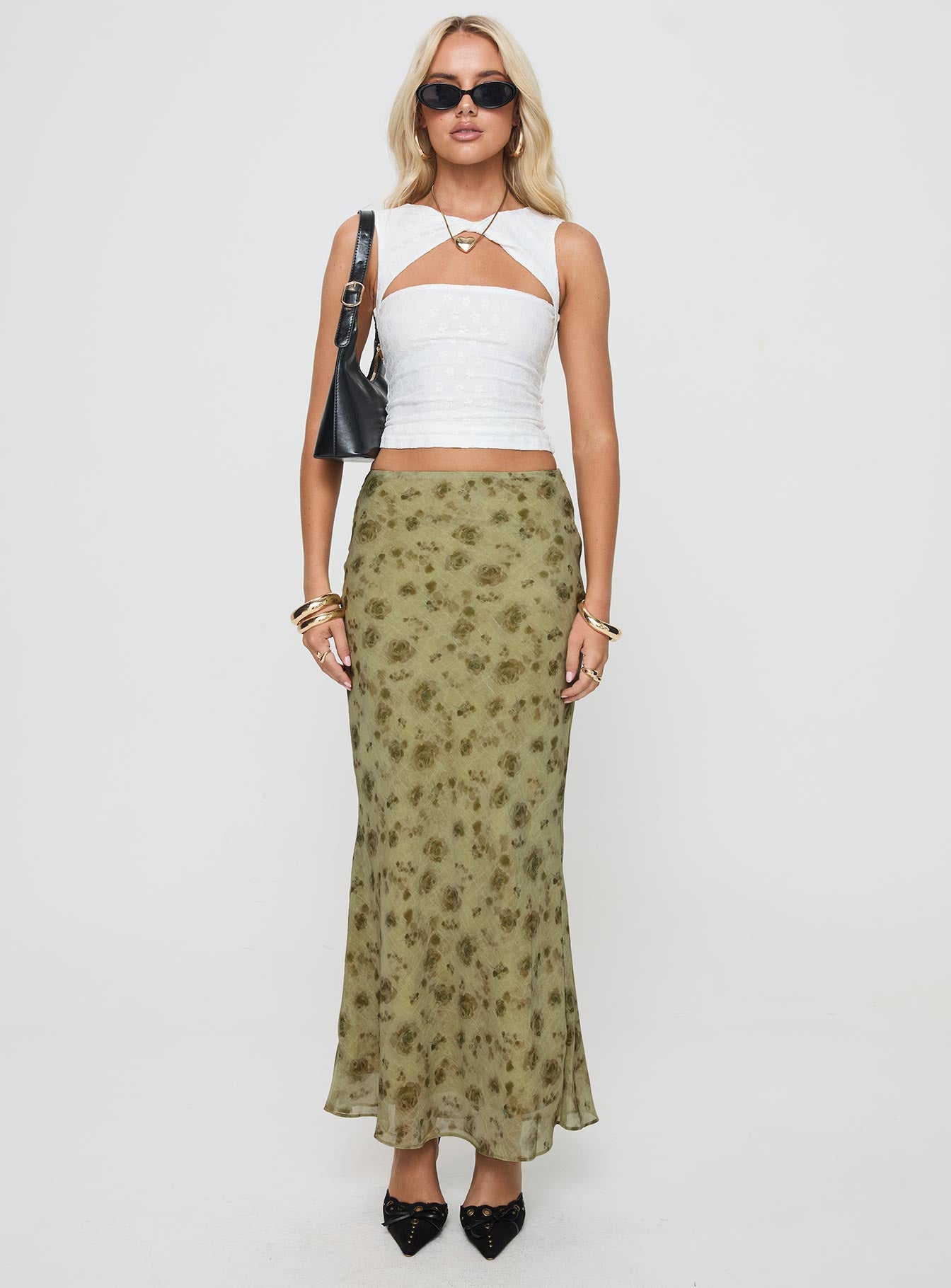 Piazia Maxi Skirt Green、mySite、solidvoid