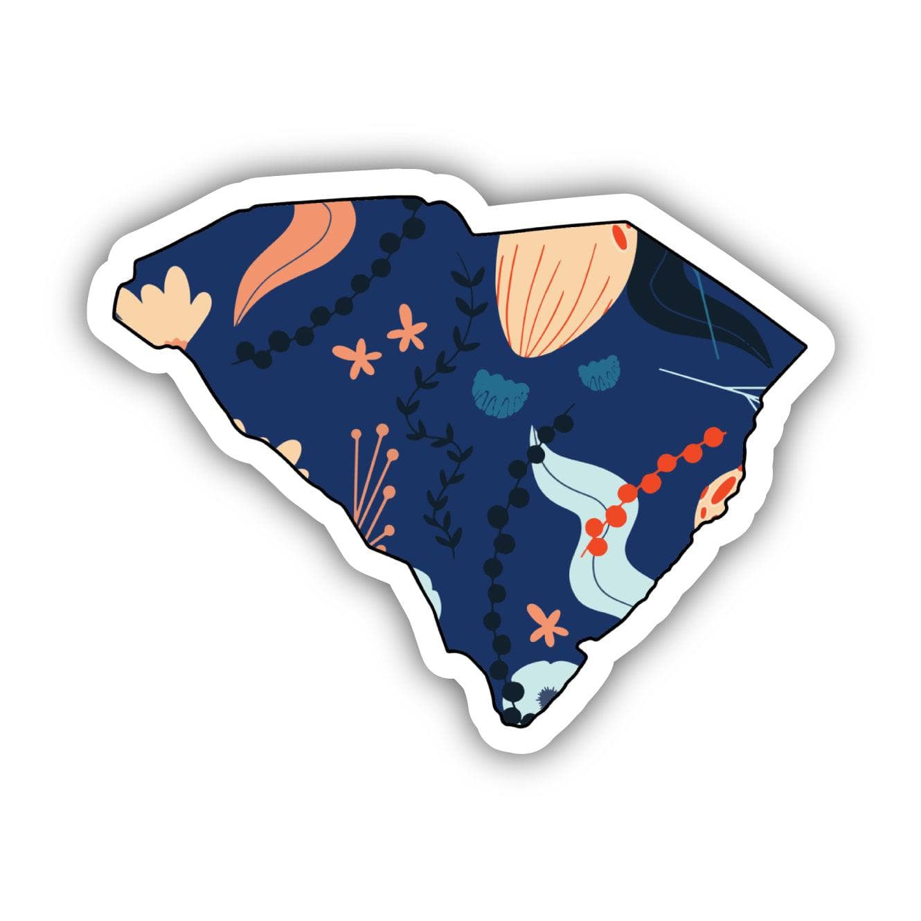  South Carolina Blue Floral Abstract Sticker、mySite、elrpsem3k