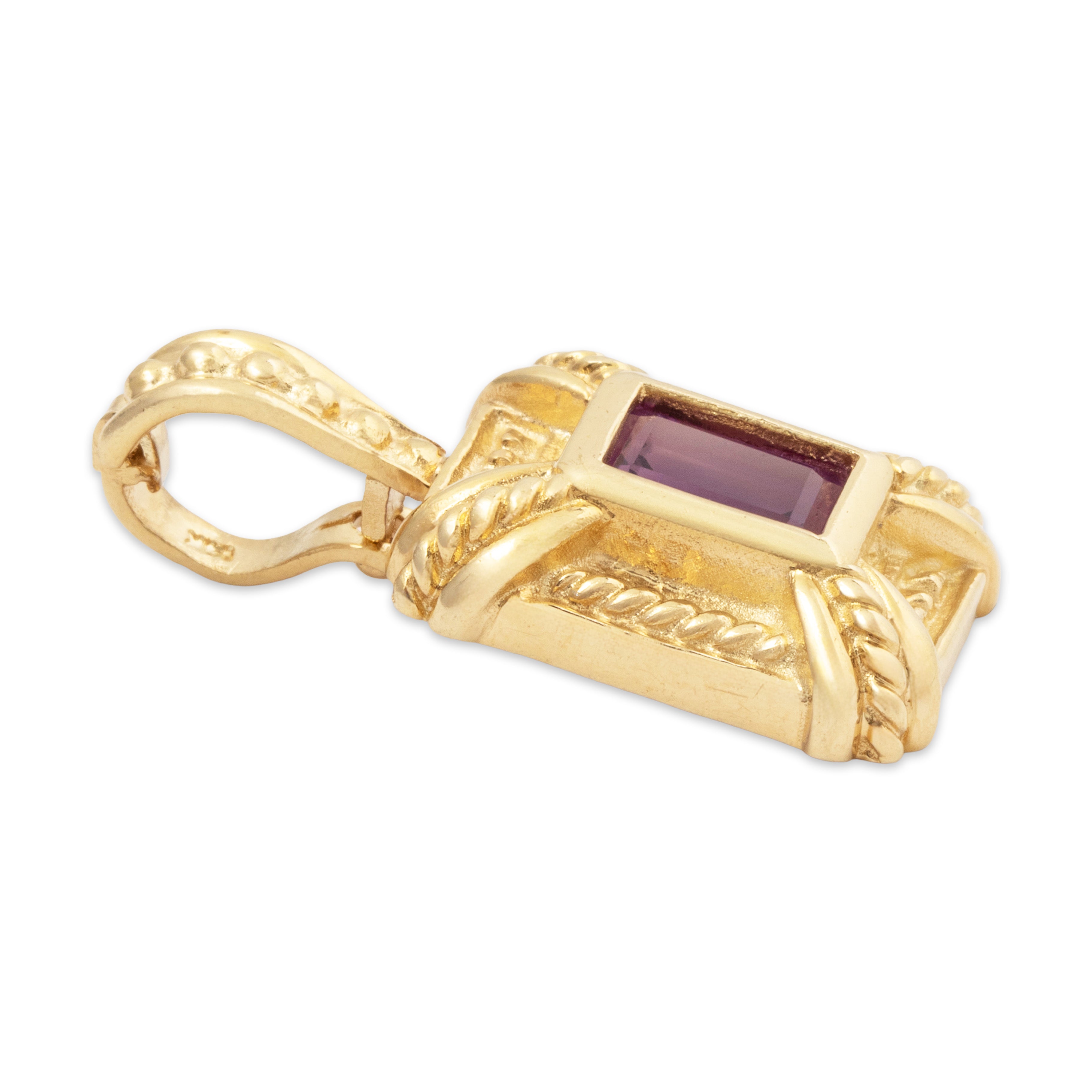 Vintage Large 14k Yellow Gold 1.21ct Amethyst Classical Style Pendant、mySite、hinf8tx79