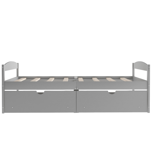 Twin size platform bed, with two drawers, gray、、casual