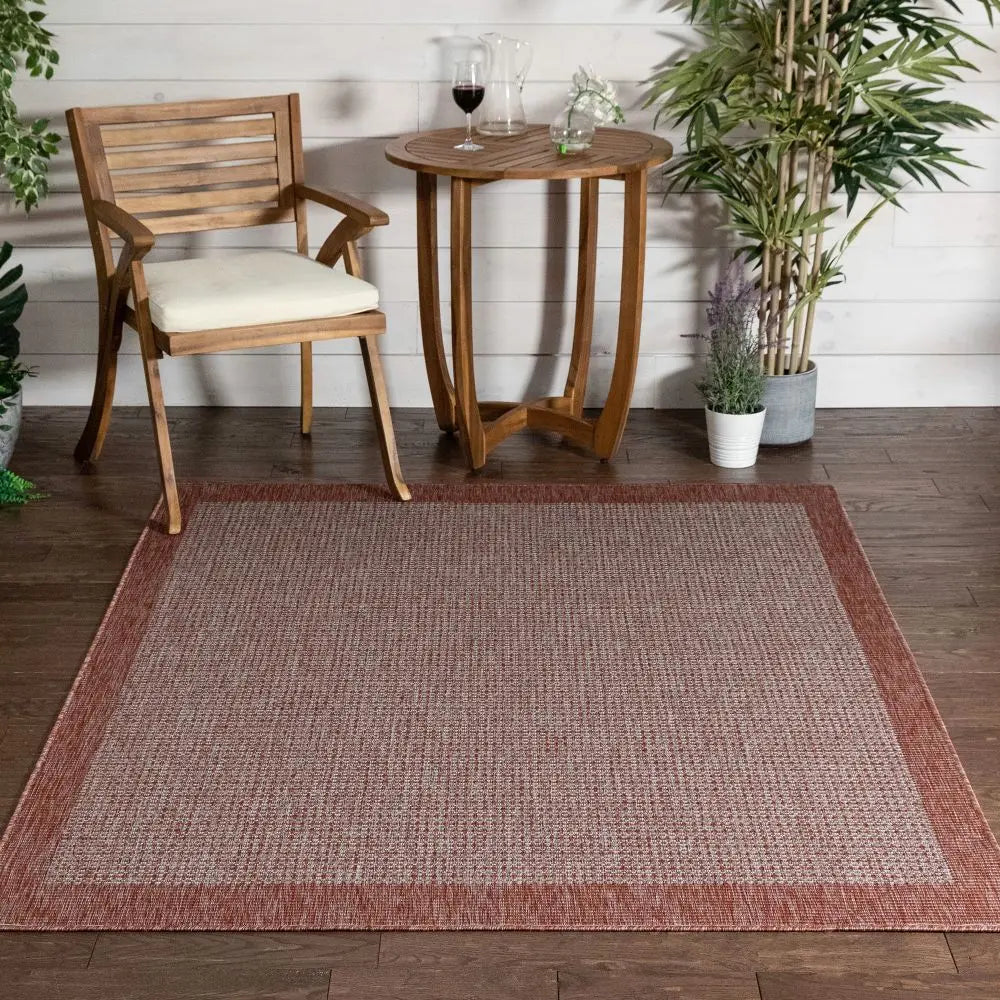 Odin Solid & Striped Border Indoor Outdoor Coral Flatweave Rug、mySite、gigharbornorthrealestate