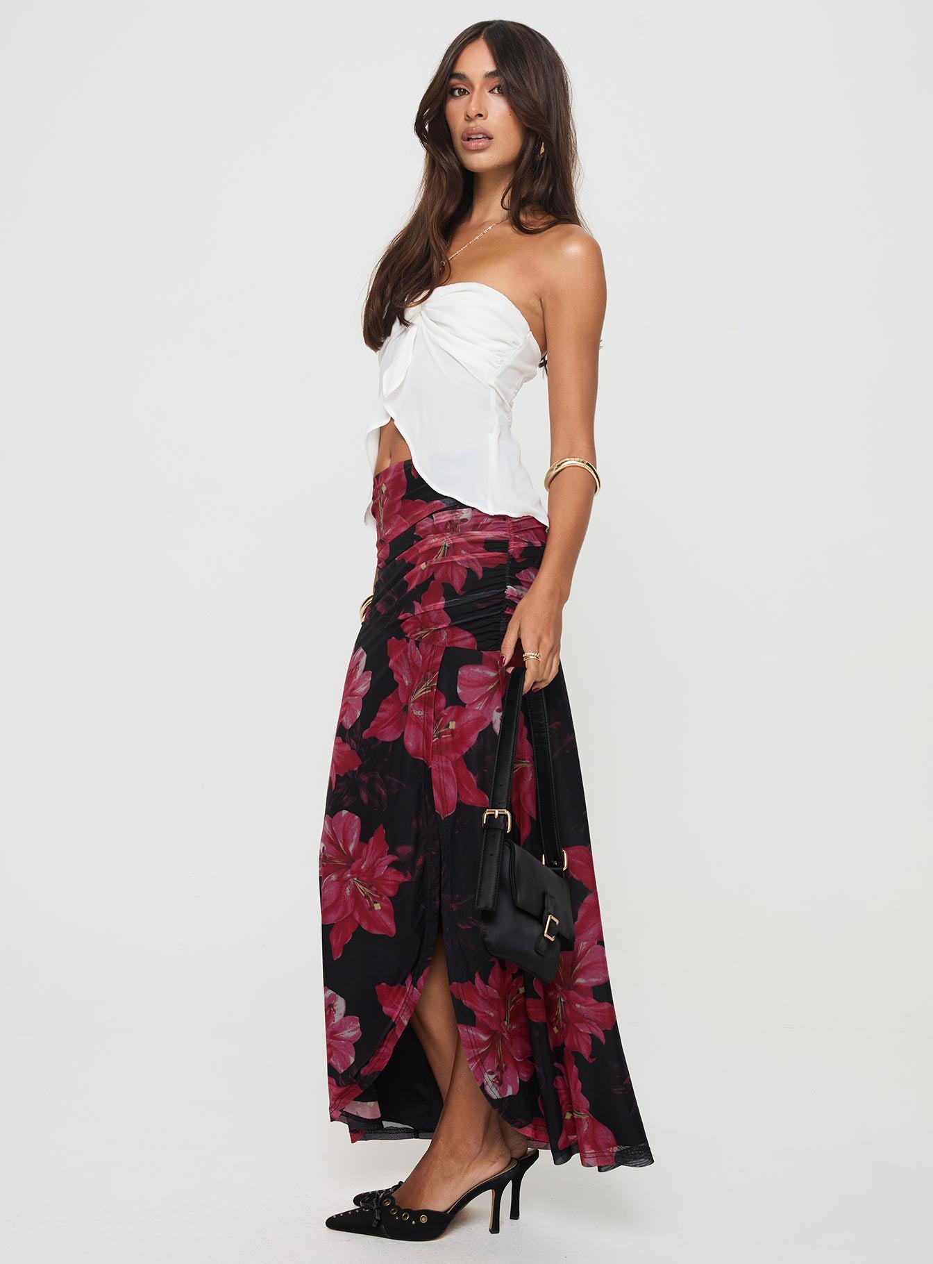 Cooperi Maxi Skirt Black / Red Floral、mySite、solidvoid