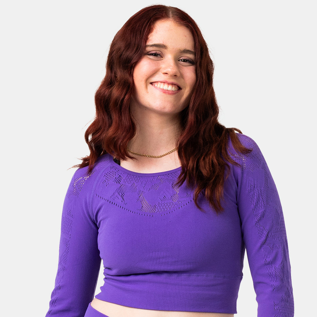 MTV WOMEN'S SPORTY LONG SLEEVE CROP、mySite、neckold