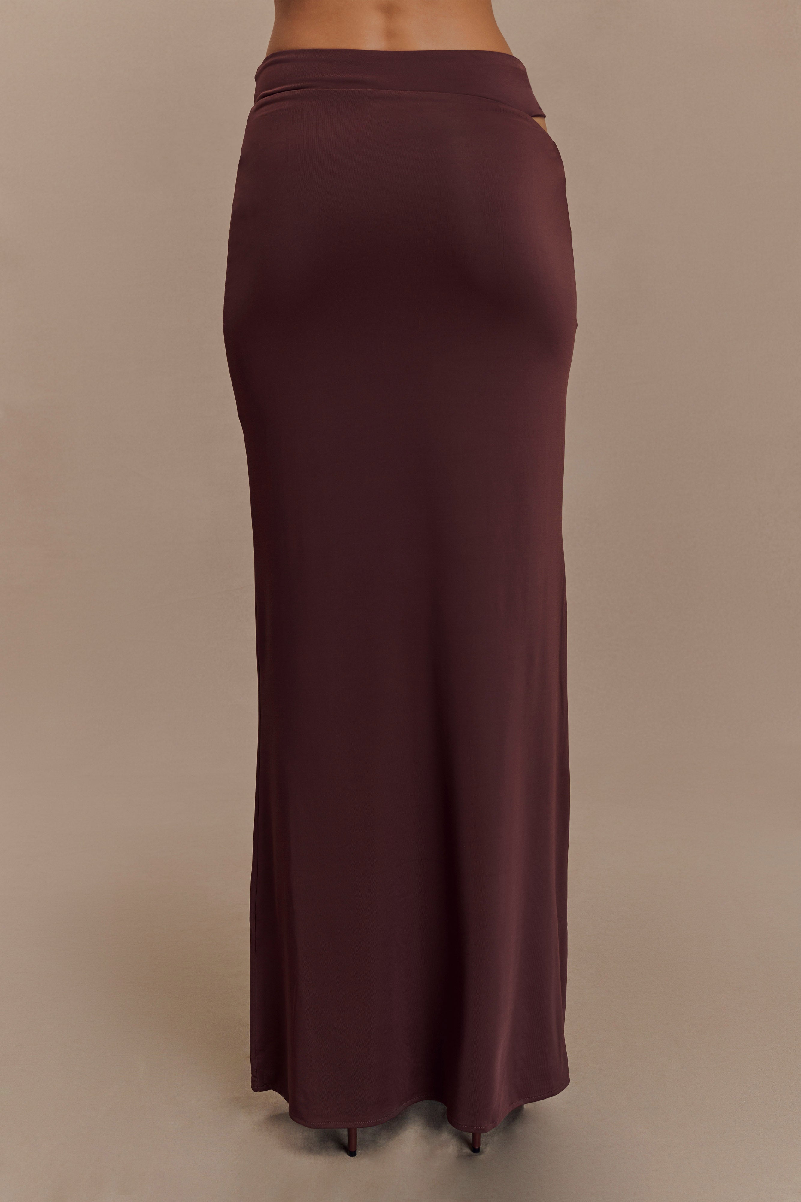 Haven Slinky Twist Midi Skirt - Chocolate、mySite、solidvoid