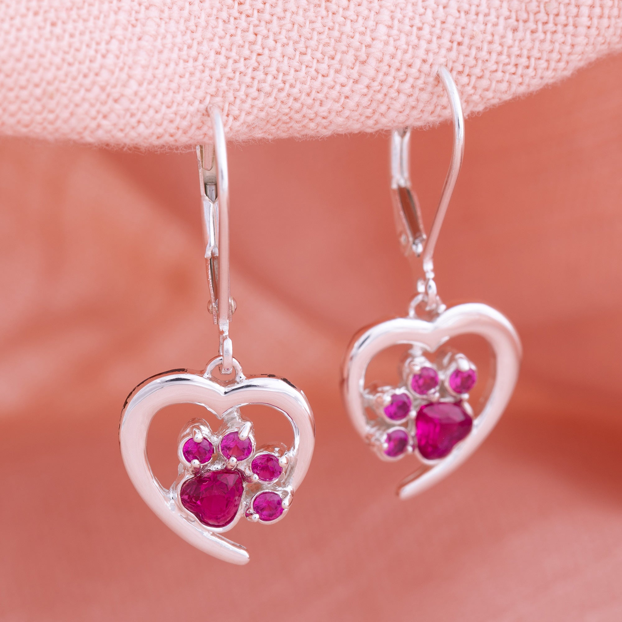 Always in My Heart Sterling Birthstone Paw Print Earrings、mySite、camillekostekn