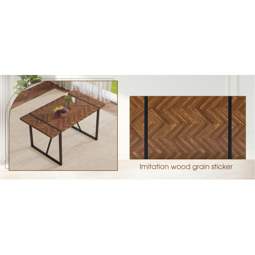 Rustic Industrial Rectangular Wood Dining Table For 4-6 Person, With 1.5" Thick Engineered Wood color Tabletop and Black Metal Legs,Desk For Kitchen Dining Living Room, 55.1" x 31.4"x 29.9"1529W115172、、casual