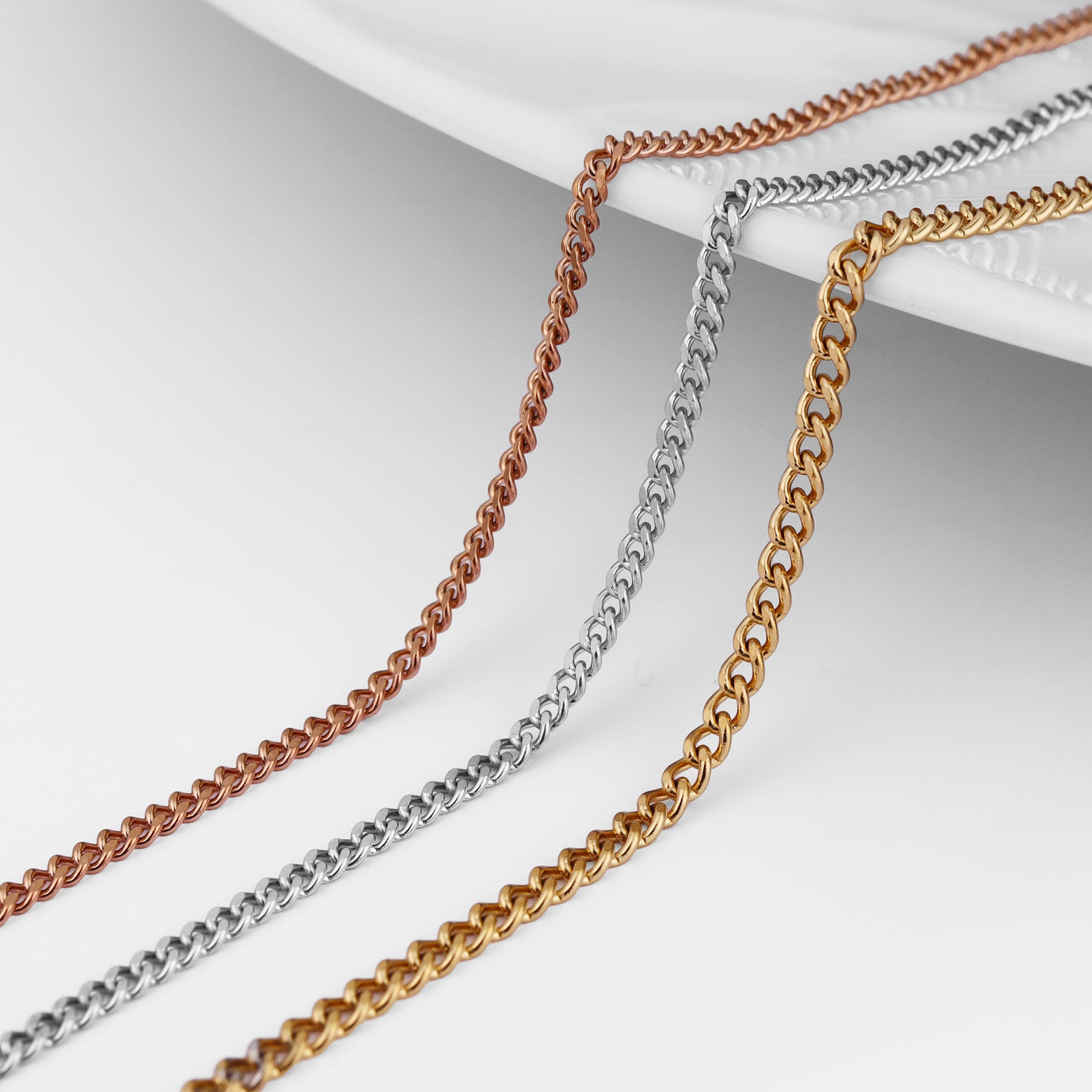 Stainless Steel 1.7mm Diamond Cut Curb Chain Chain 164' Spool 50 meter / SPL0004、mySite、dreamappss