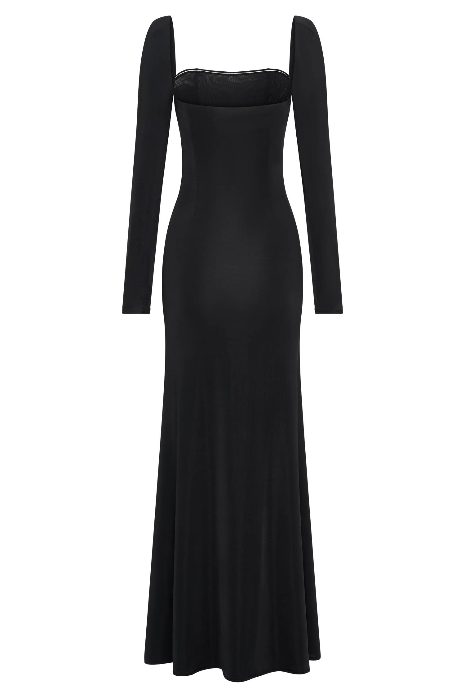 Desirie Slinky Long Sleeve Maxi Dress With Split - Black、mySite、solidvoid