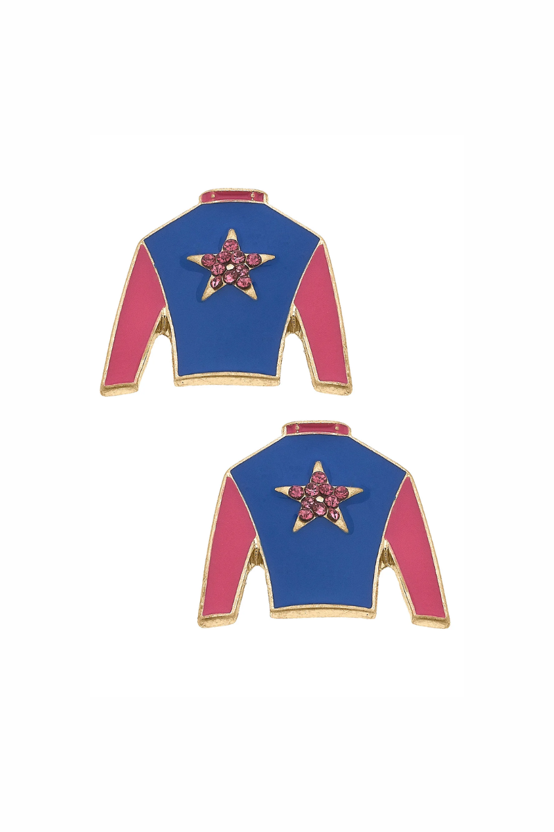 Risen Star Jockey Silk Enamel Stud Earrings - FINAL SALE、mySite、hinf8tx79