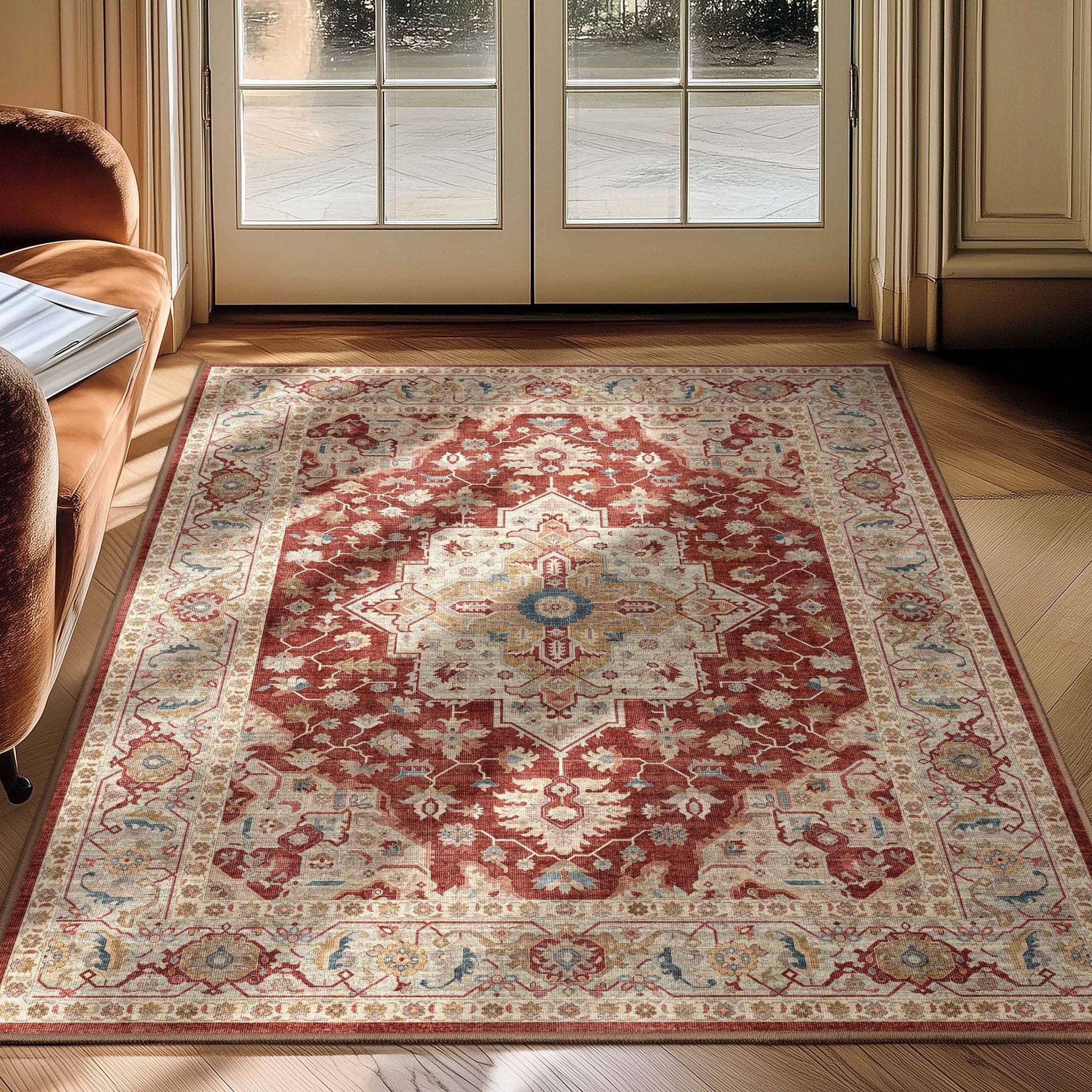Summit Vintage Medallion Diamond Pattern Rug - Easy Clean, Stylish Elegant Design、mySite、gigharbornorthrealestate