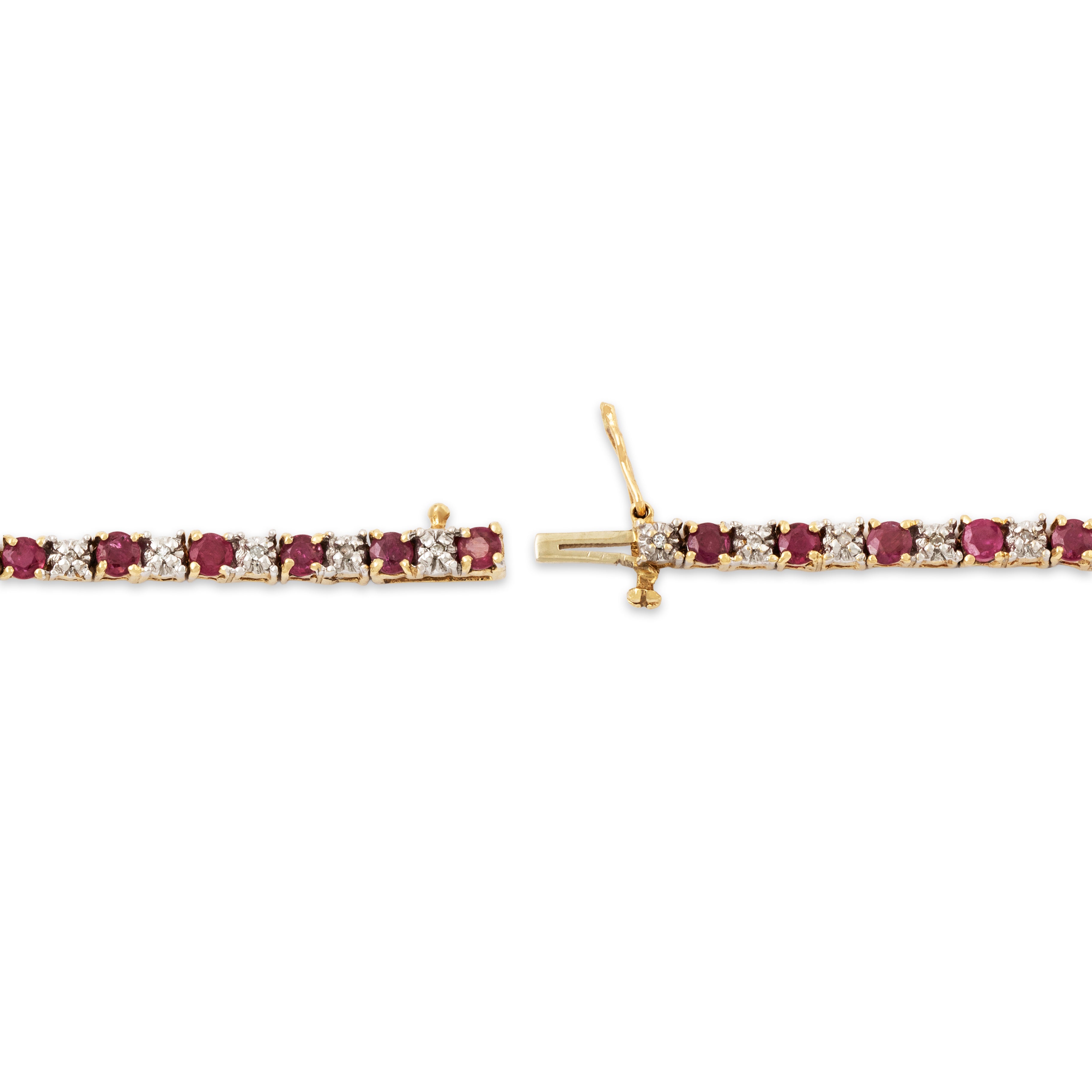 Vintage 14k Yellow Gold 2.7cttw Ruby Diamond Line Bracelet 7、mySite、hinf8tx79