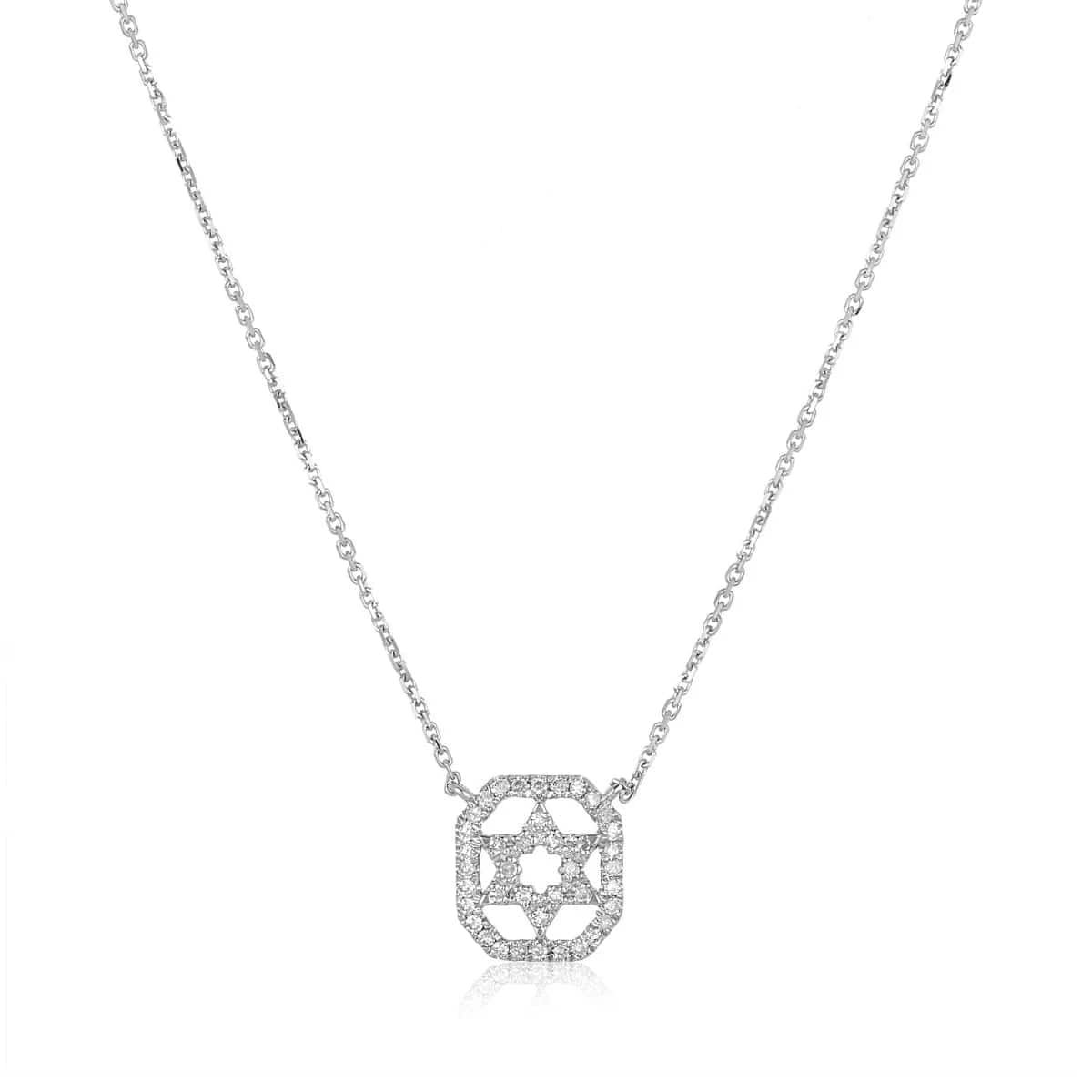 Pave Diamond Star of David Necklace - 14k Yellow or White Gold、mySite、topwebapps