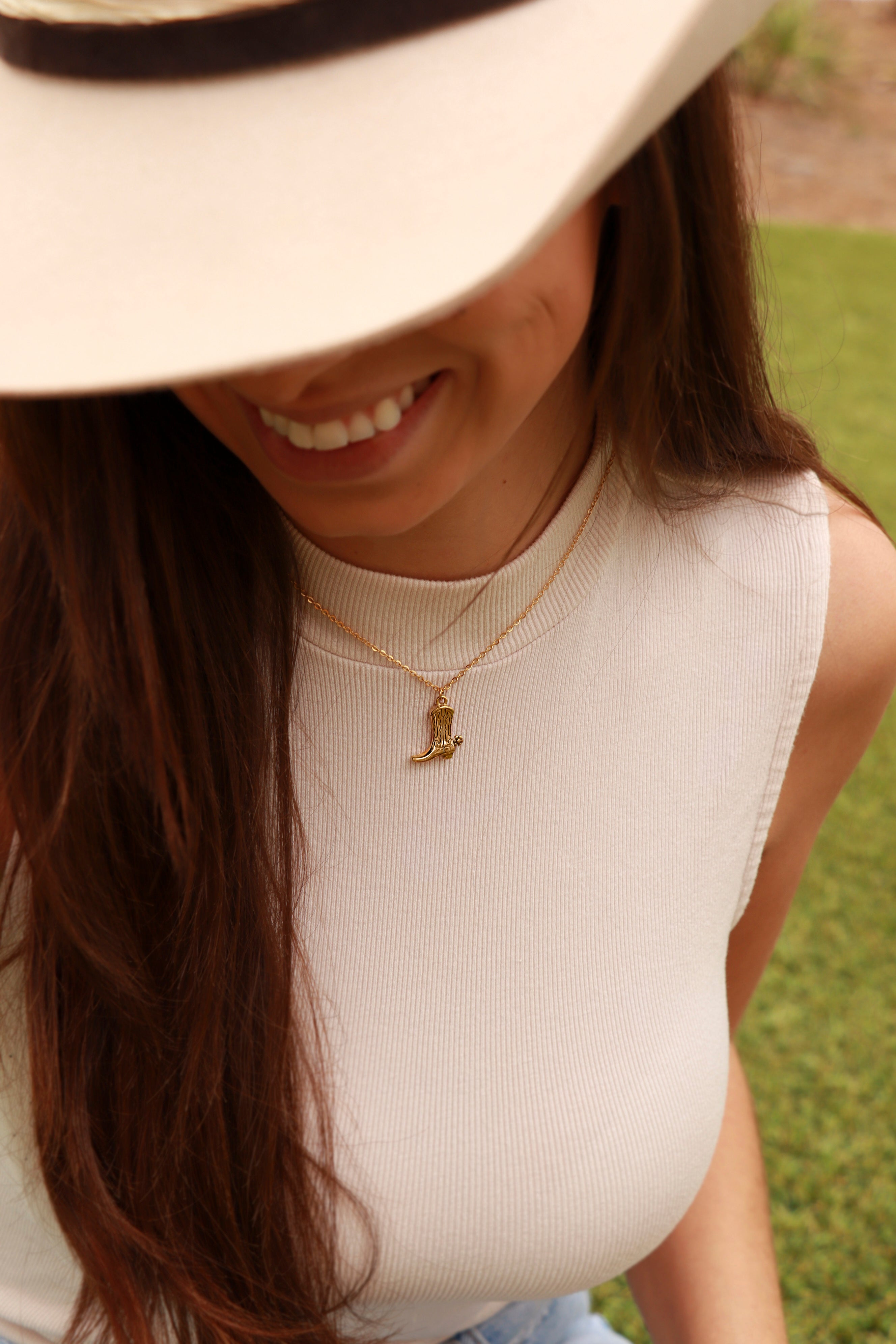 18K Gold PVD Stainless Steel Cowboy Boot Pendant / PDL9020、mySite、dreamappss