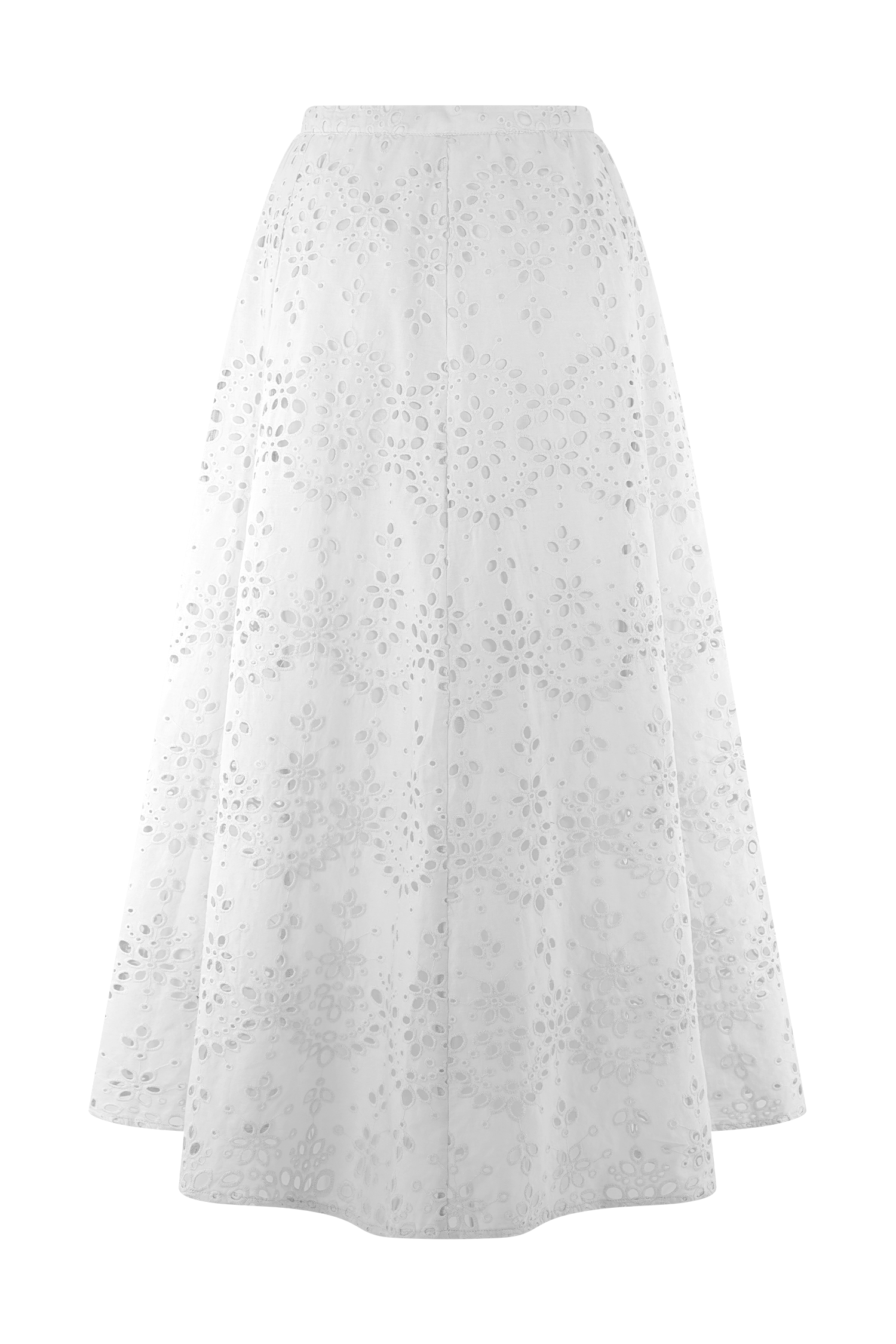 Arla Broderie Midi Skirt - White、mySite、solidvoid
