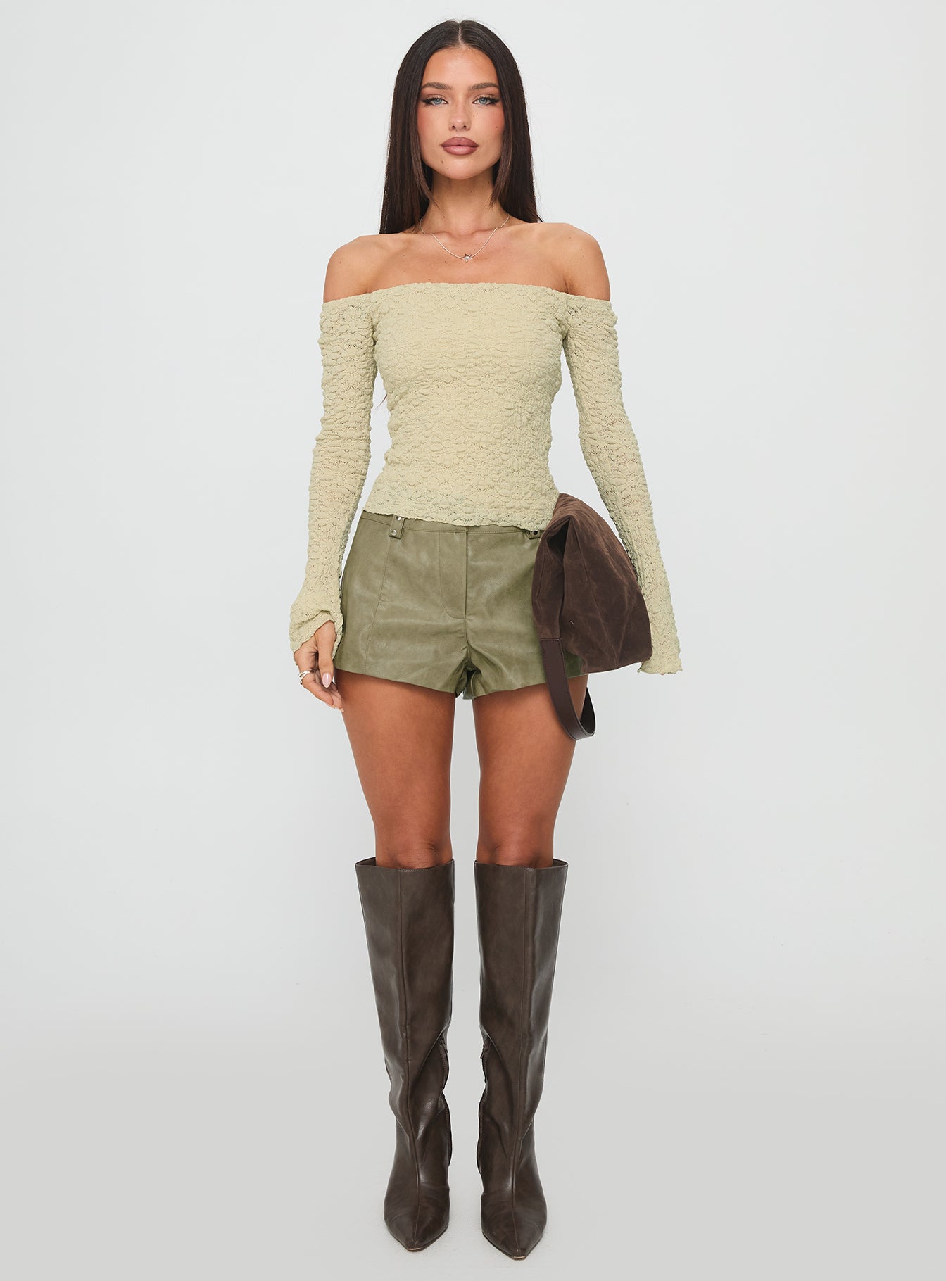 Kenickie Stud Micro Shorts Khaki、mySite、solidvoid