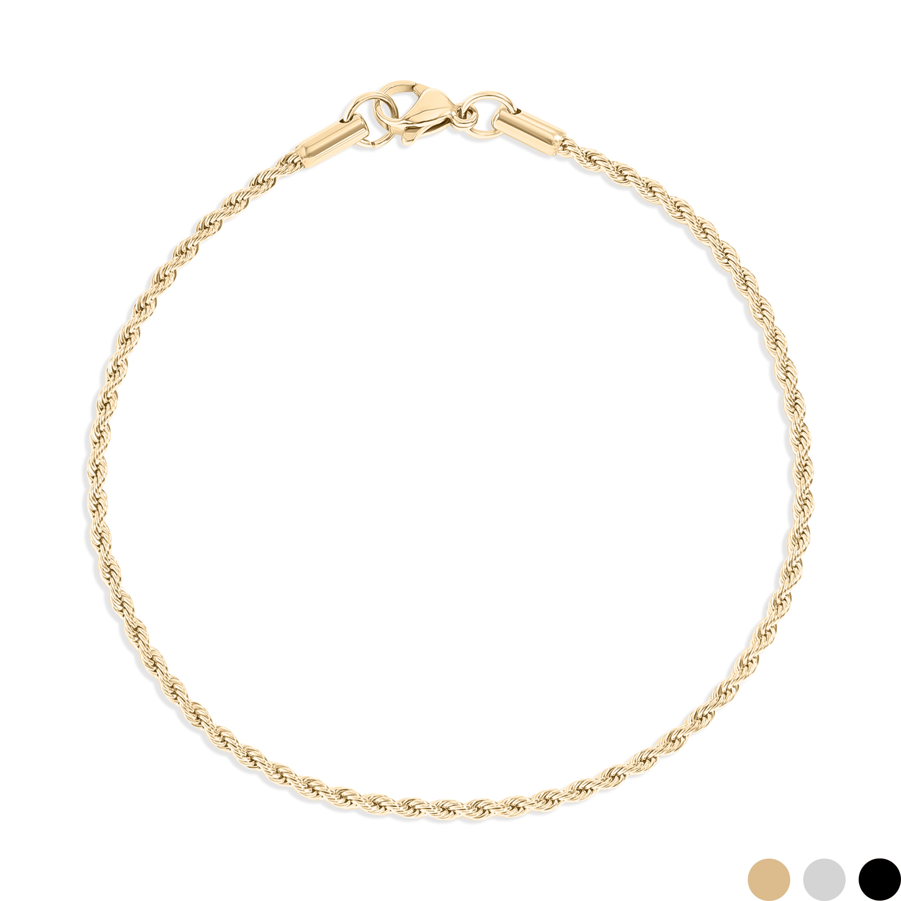 18K Gold PVD Stainless Steel Rope Chain Bracelet/Anklet / BRJ1000、mySite、dreamappss