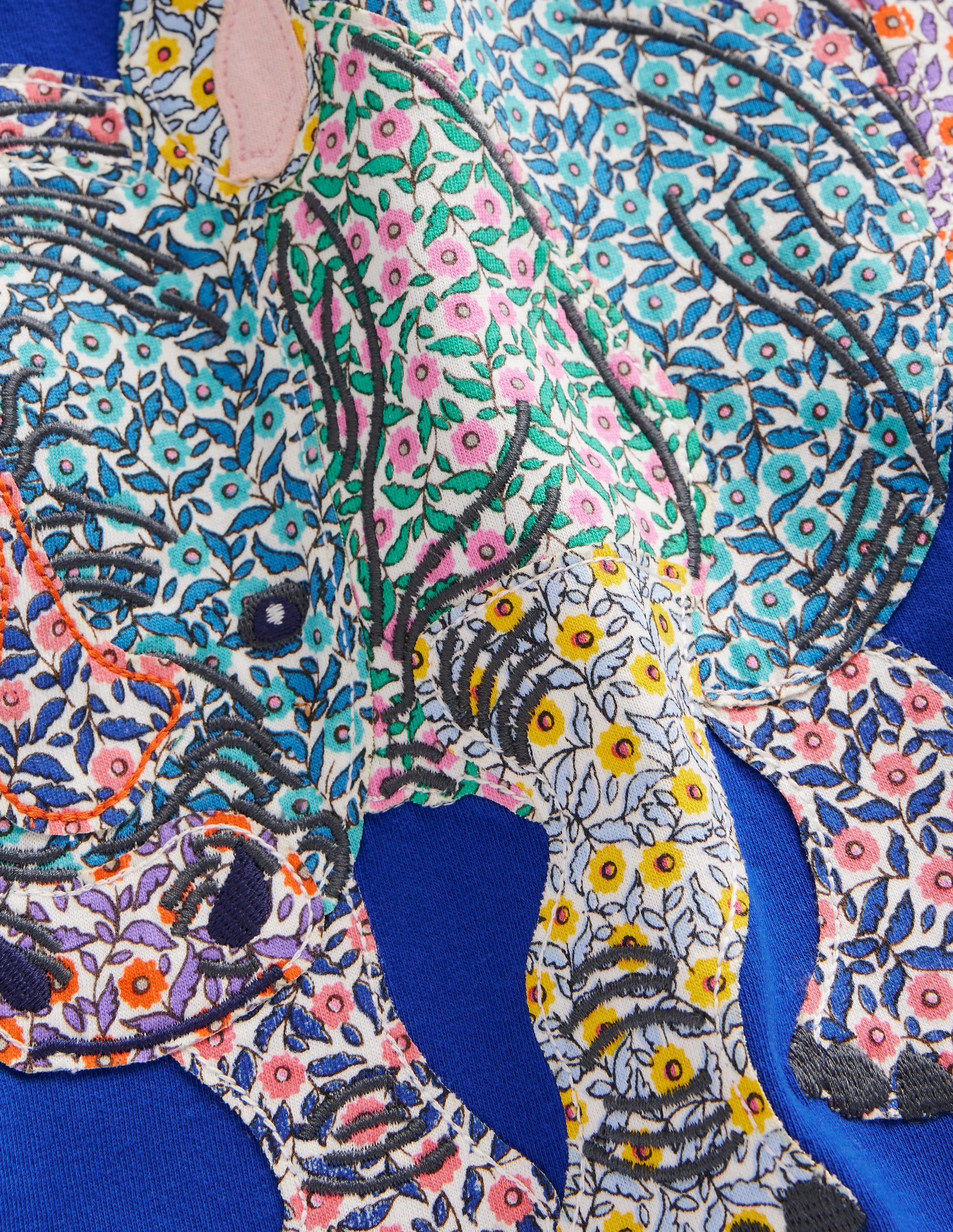  Appliqu茅 Rhino T-shirt-Peacock Plume Blue、mySite、ashleygrahame