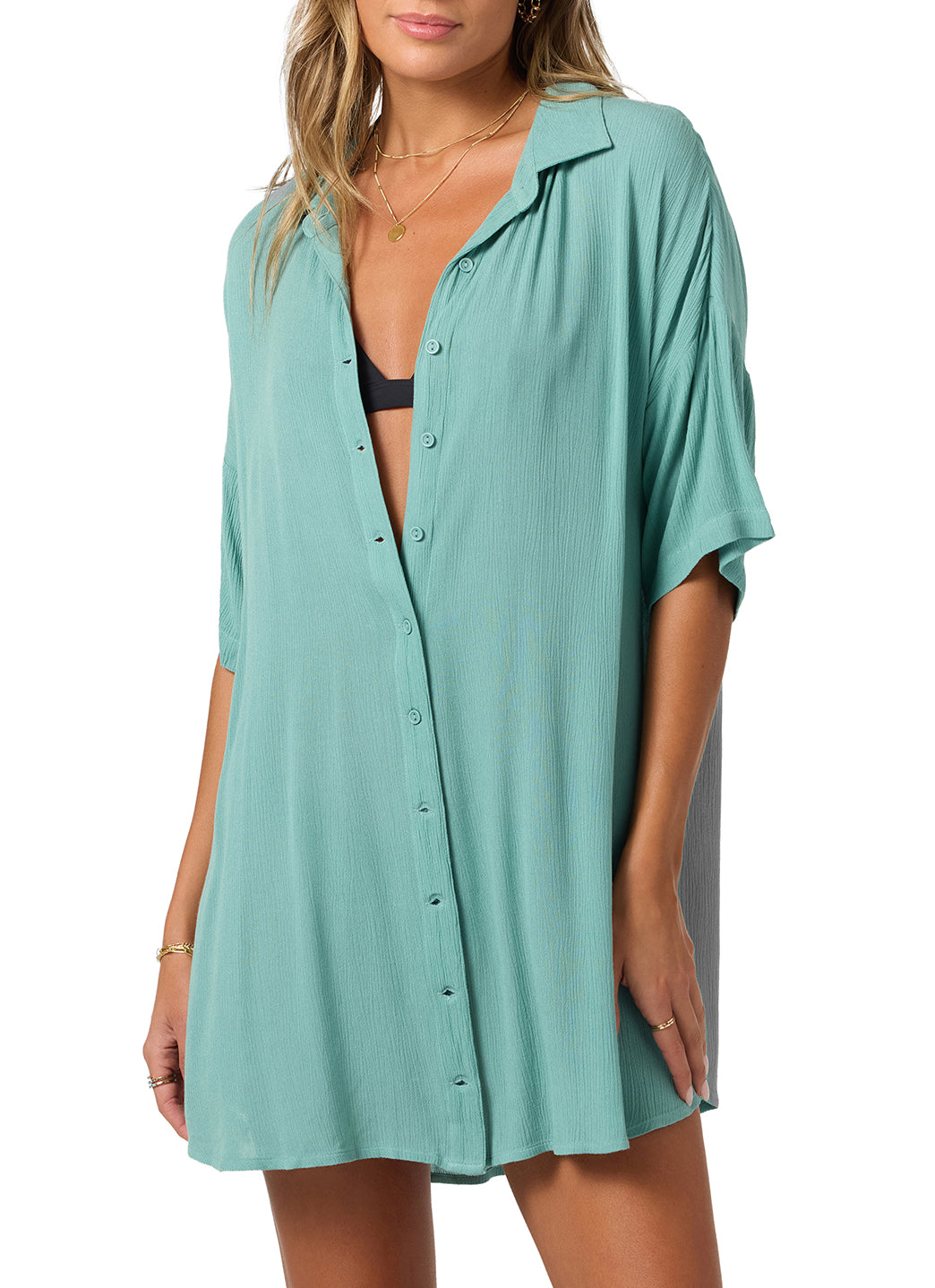 O'Neill Women's Saltwater Solids Carlee Shirt Cover Up、mySite、noshort