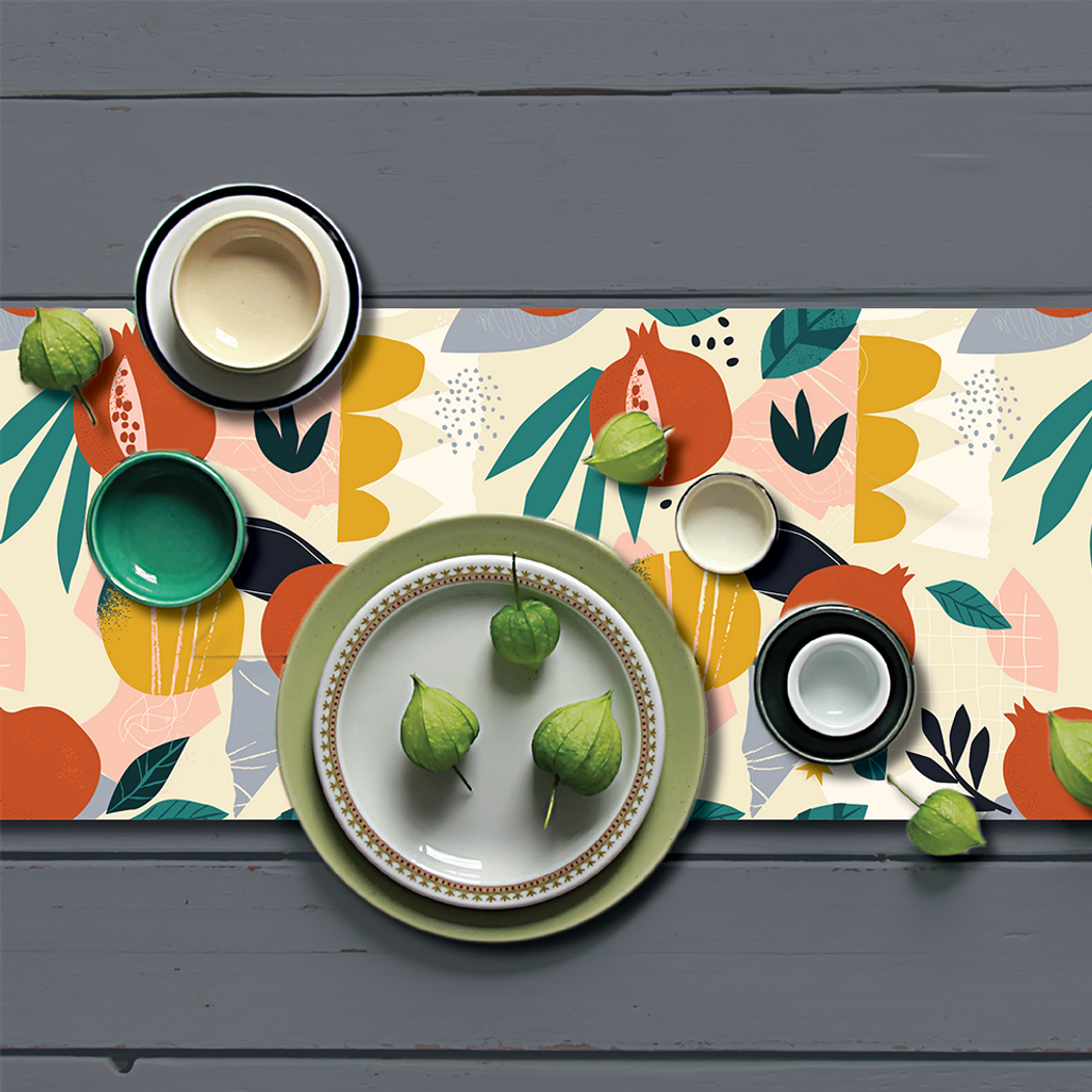Whimsical Pomegranates Vinyl Table Runner、mySite、topwebapps