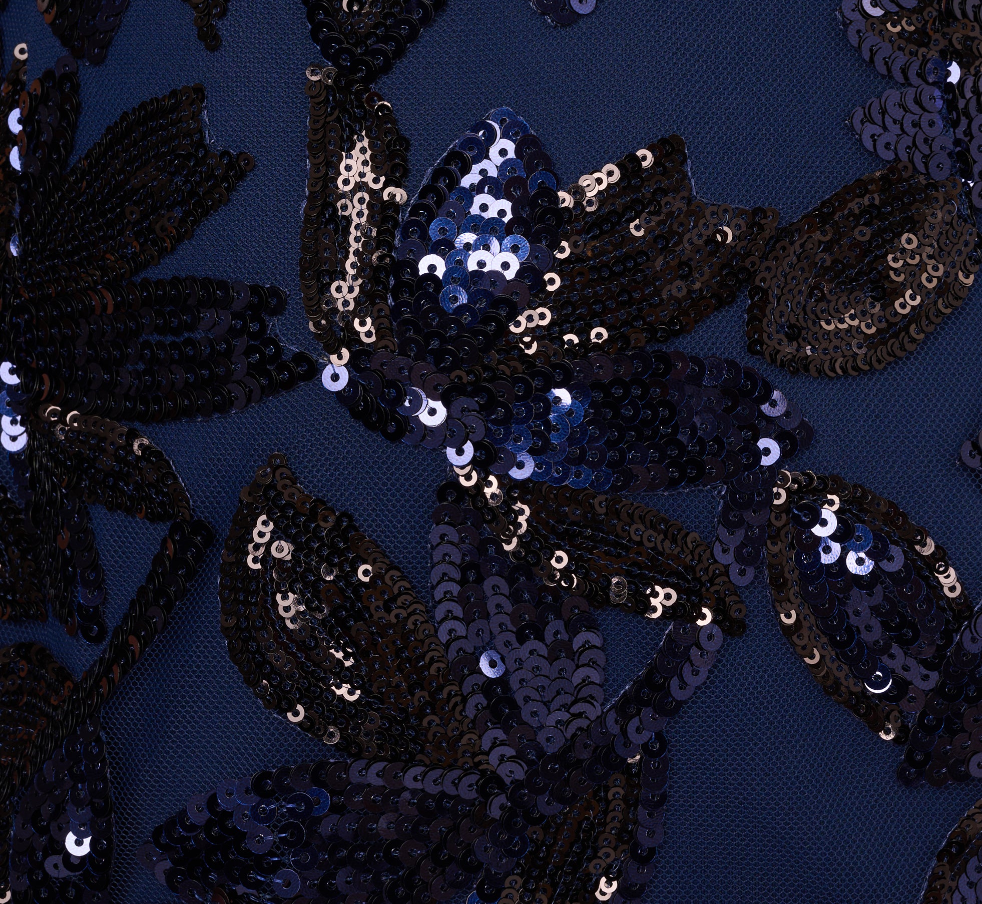 Sequin Leaf Halter Column Gown With Sheer Neckline In Navy Black、mySite、solidvoid