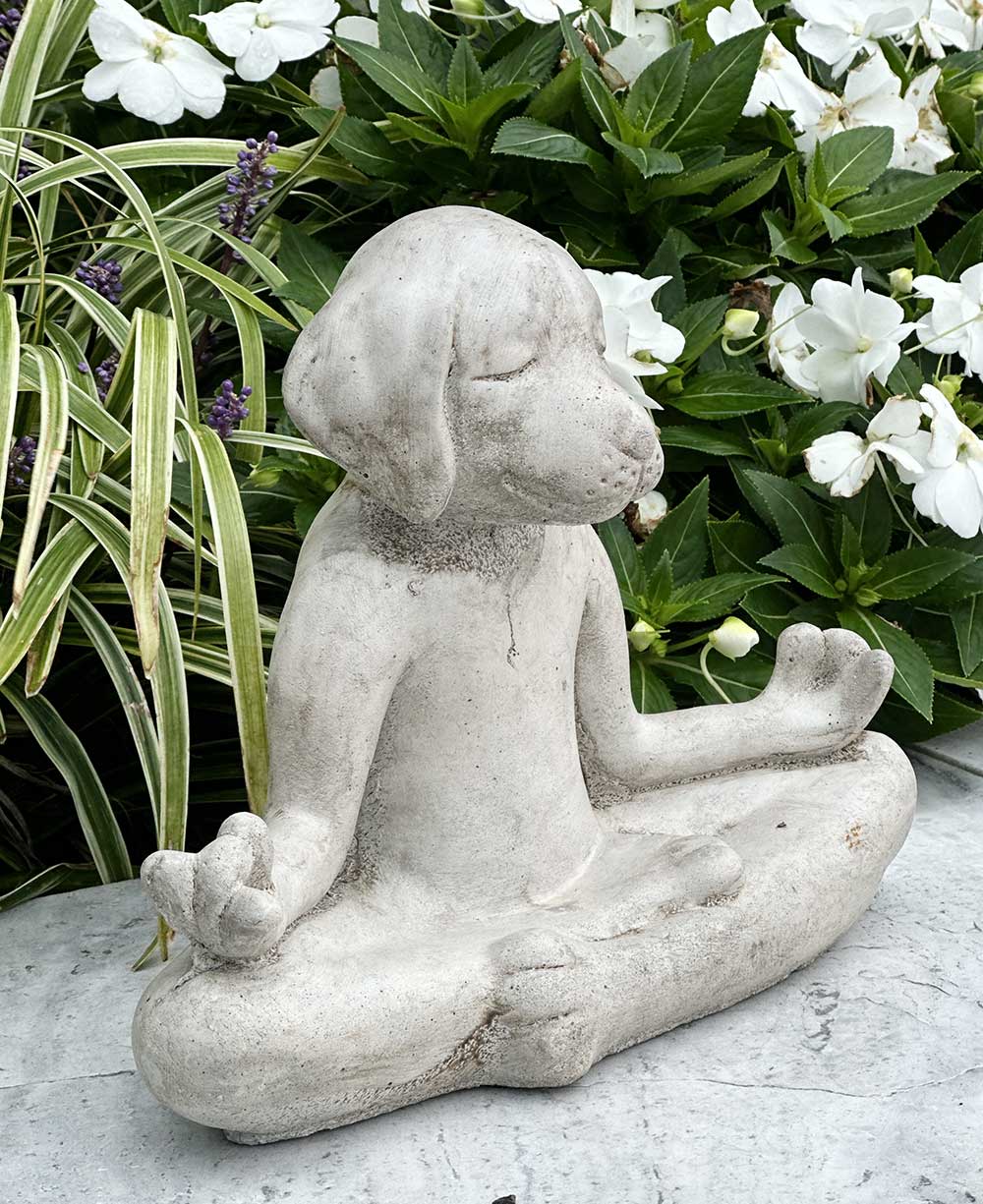 Meditating Zen Yoga Dog Cast Stone Statue USA Made、mySite、topwebapps