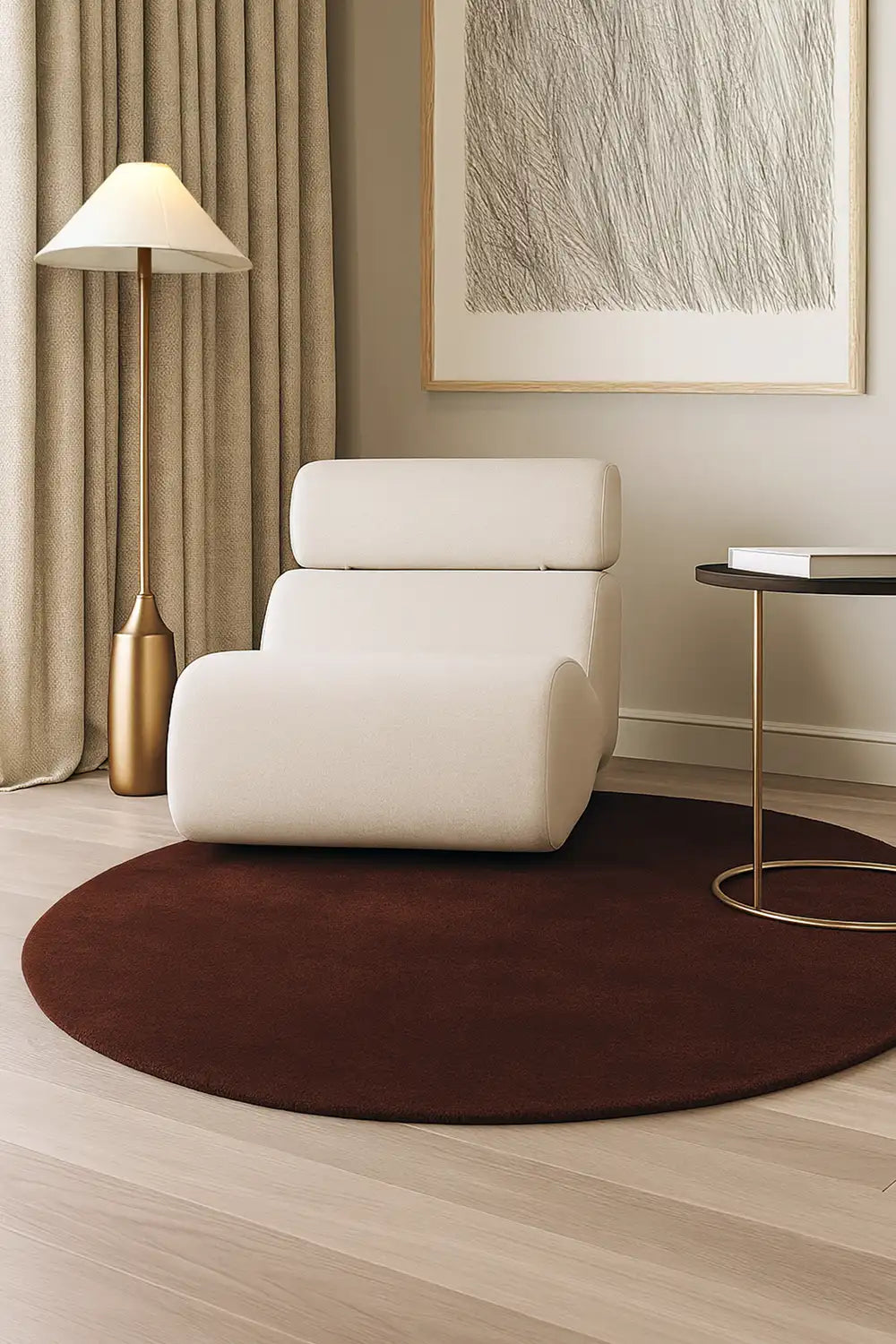Solid Chocolate Brown Hand Tufted Round Wool Rug、mySite、gigharbornorthrealestate