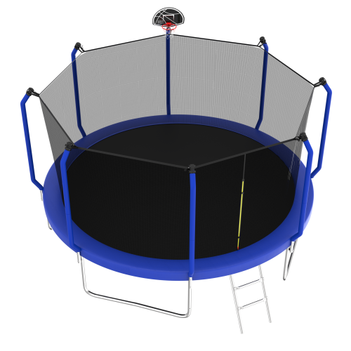 12FT Trampoline with Basketball Hoop, ASTM Approved Reinforced Type Outdoor Trampoline with Enclosure Net、、xpatfood