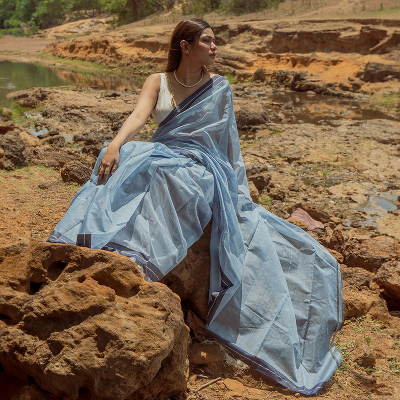 Chanderi Silk Cotton Saree | Blue、mySite、camillekostekn