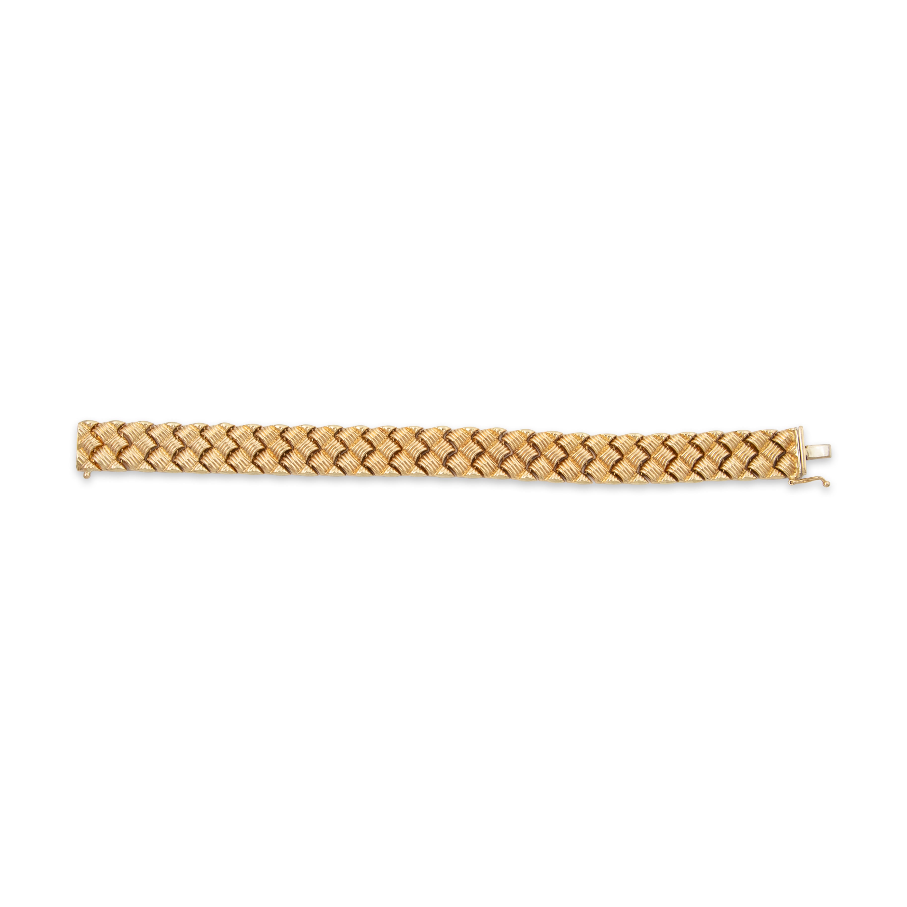 Vintage 14k Yellow Gold Basket Weave Link Bracelet 7、mySite、hinf8tx79