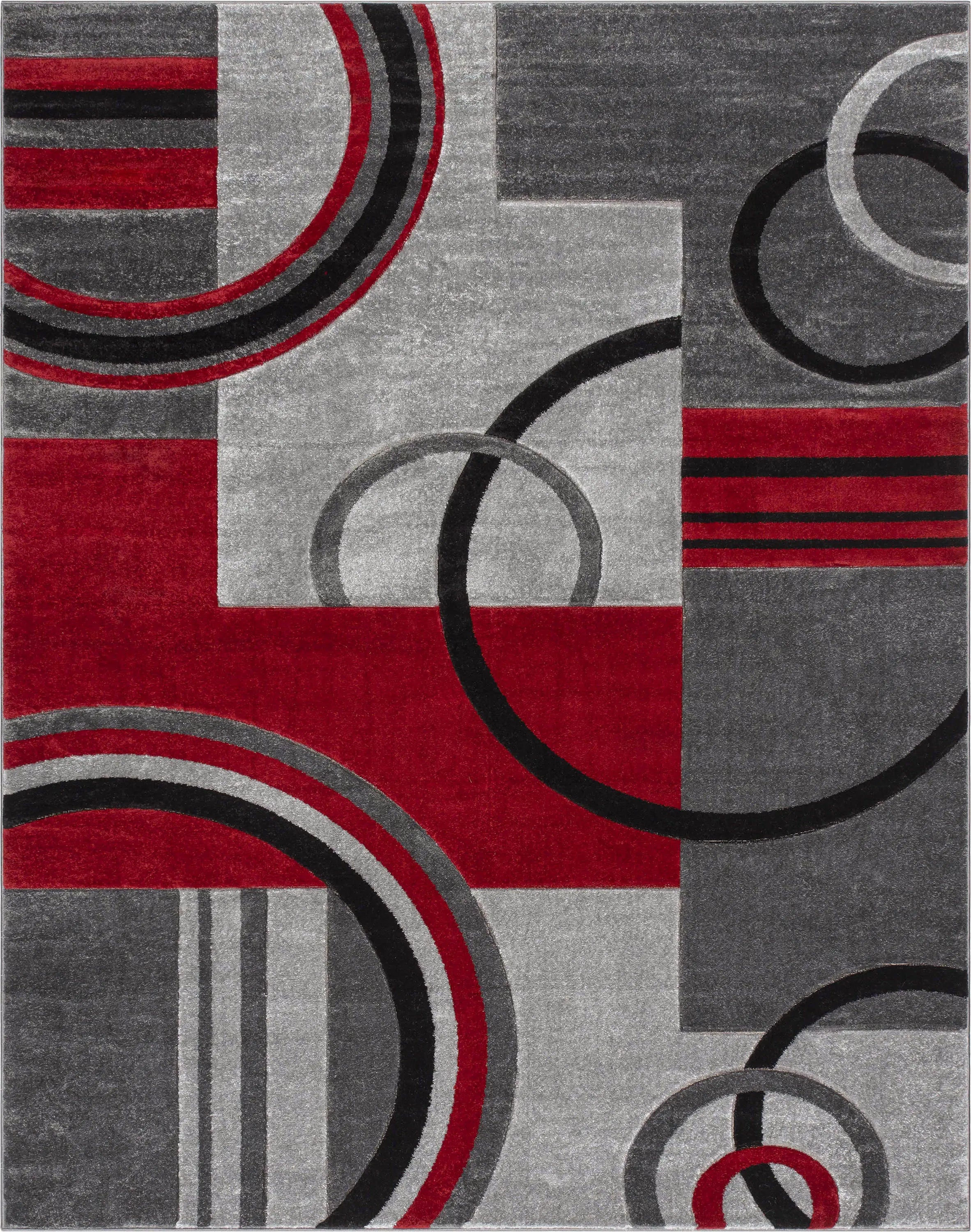 Galaxy Waves Grey Red Modern Geometric Rug、mySite、gigharbornorthrealestate