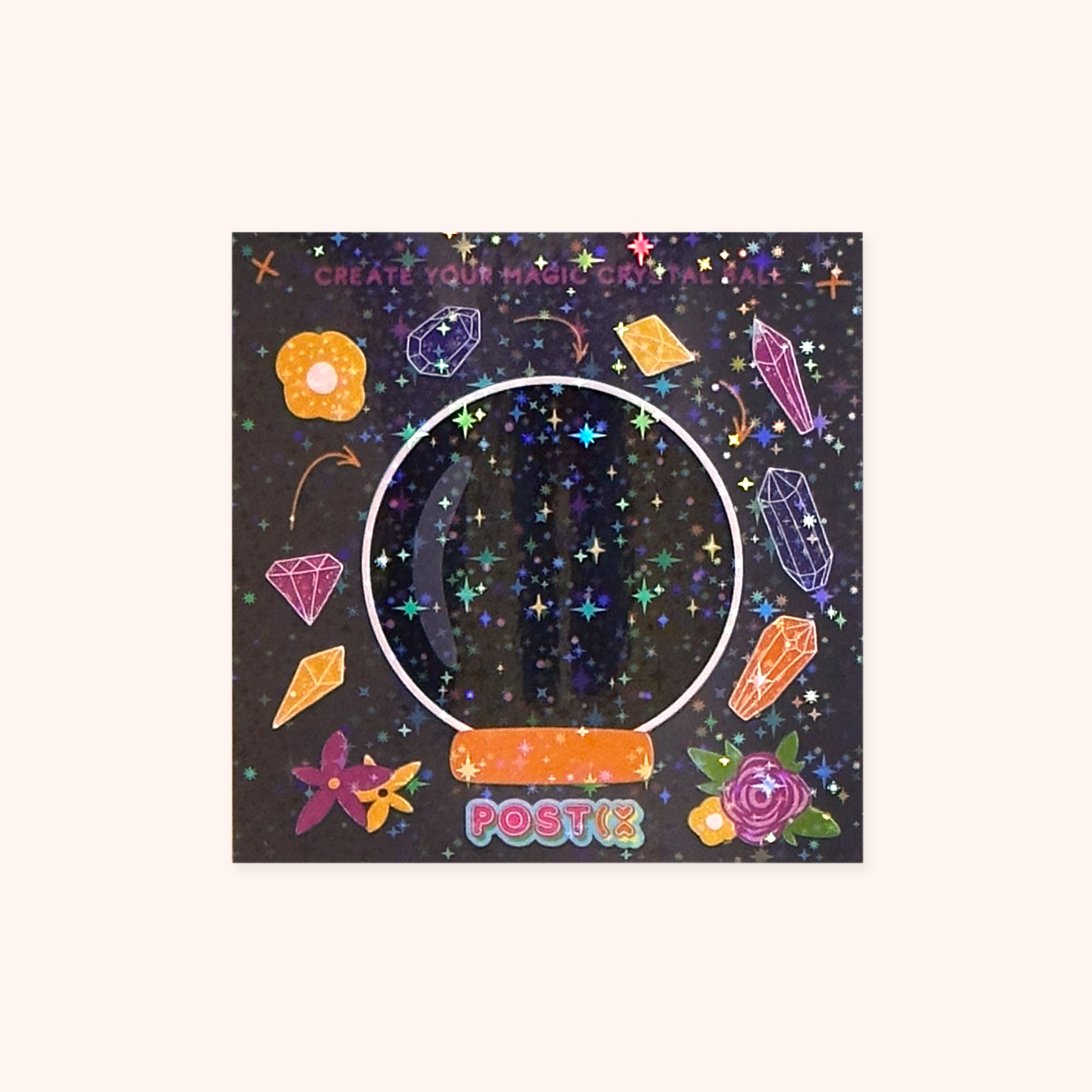  Magic Crystal Ball Square Hologram Sticker Sheet、mySite、ghnorth