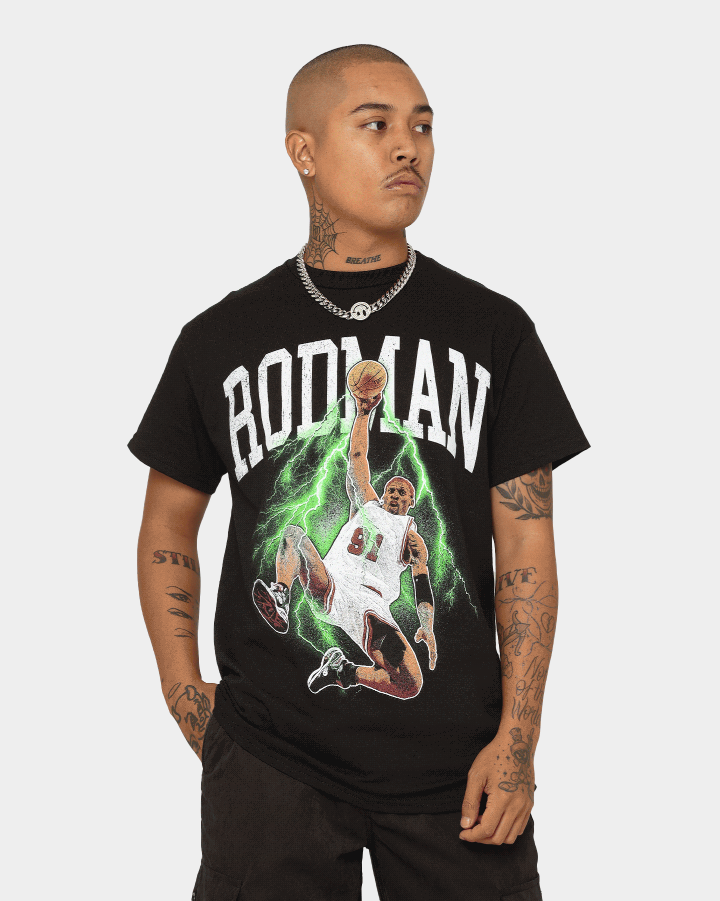 Rodman Brand Rodman Glow Dunk Vintage T-Shirt Black/Green、mySite、zt4zffjzw