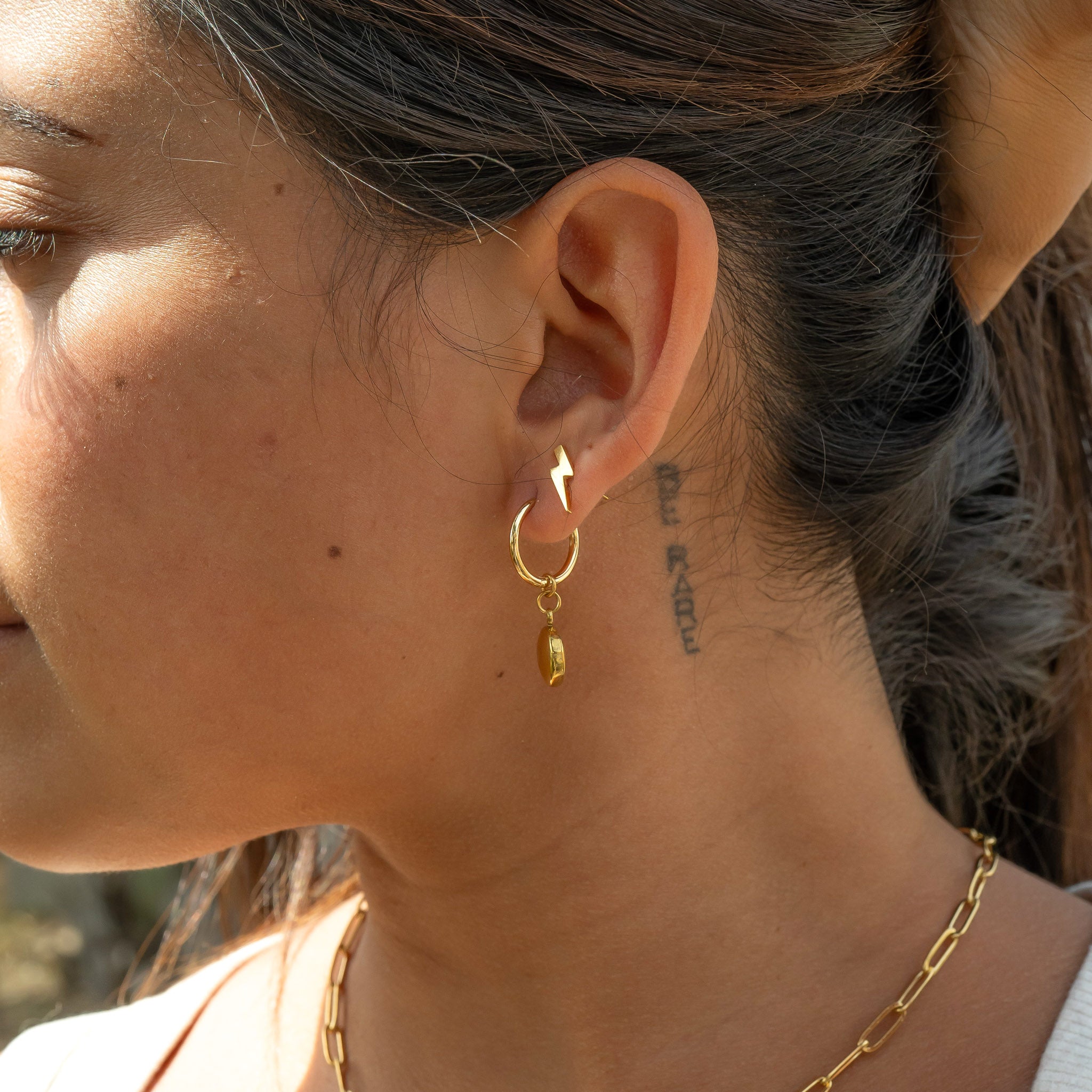 18K Gold PVD Stainless Steel Lightning Bolt Stud Earrings / ERJ0060、mySite、dreamappss