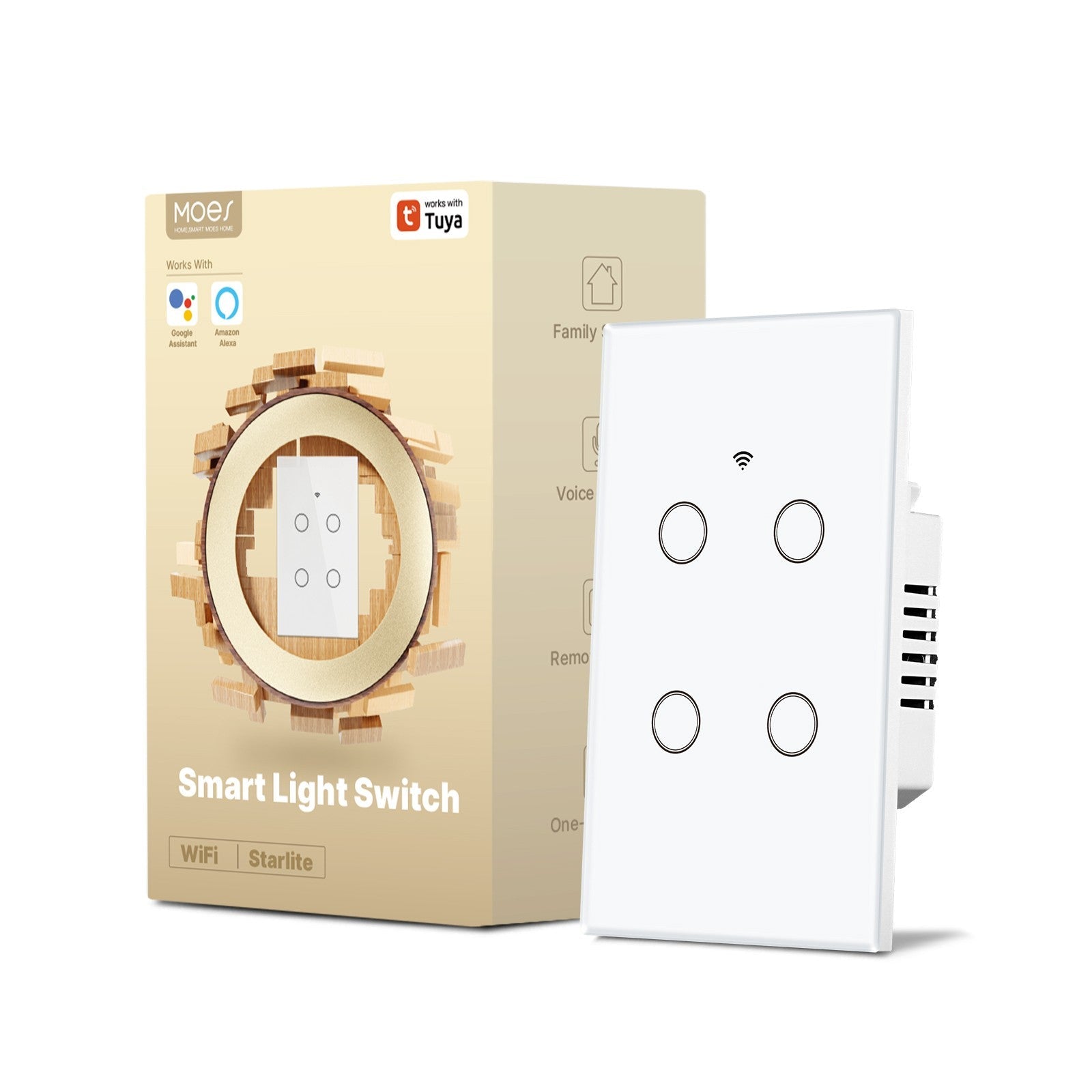 WiFi Smart Light Switch Wall Touch Glass Switch No Neutral Wire Required US Standard、mySite、fannypackpong