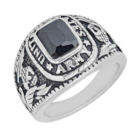 United States Army Stainless Steel With Black Center Stone Women's Ring / MCR4056、mySite、dreamappss