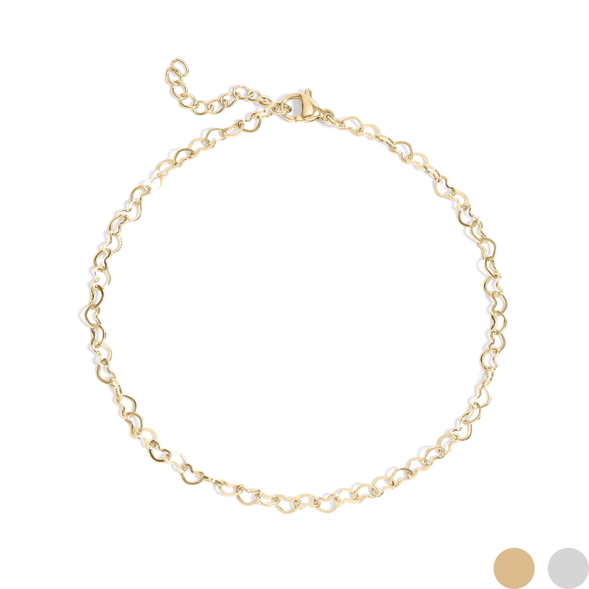18K Gold PVD Stainless Steel Intertwined Hearts Anklet / BRJ1058、mySite、dreamappss