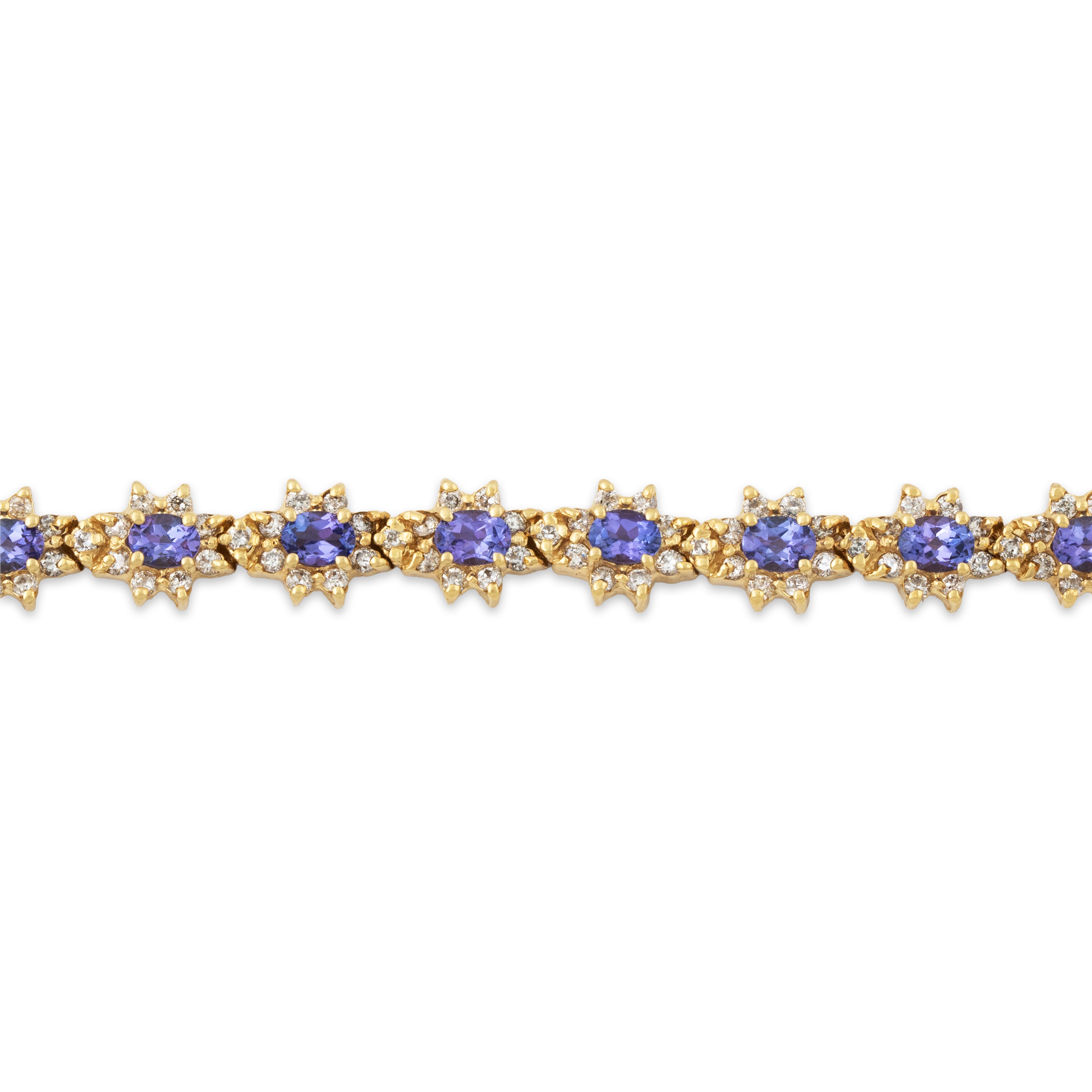 Vintage 14k Yellow Gold 3.57cttw Tanzanite 2.47cttw Diamond Bracelet 6.75、mySite、hinf8tx79