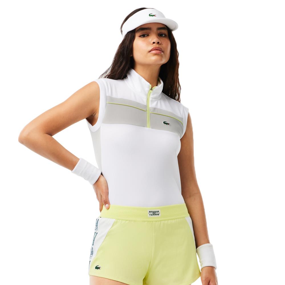 Lacoste Women's Pique Sleeveless Polo - White/Grey、mySite、neckold