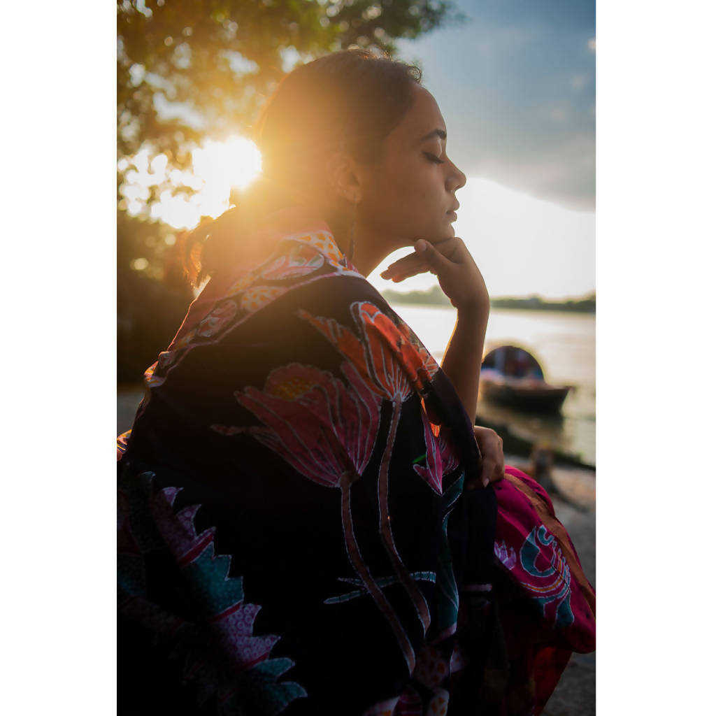 Festive Wear | Maheshwari Cotton Silk Batik Saree | Pink、mySite、camillekostekn