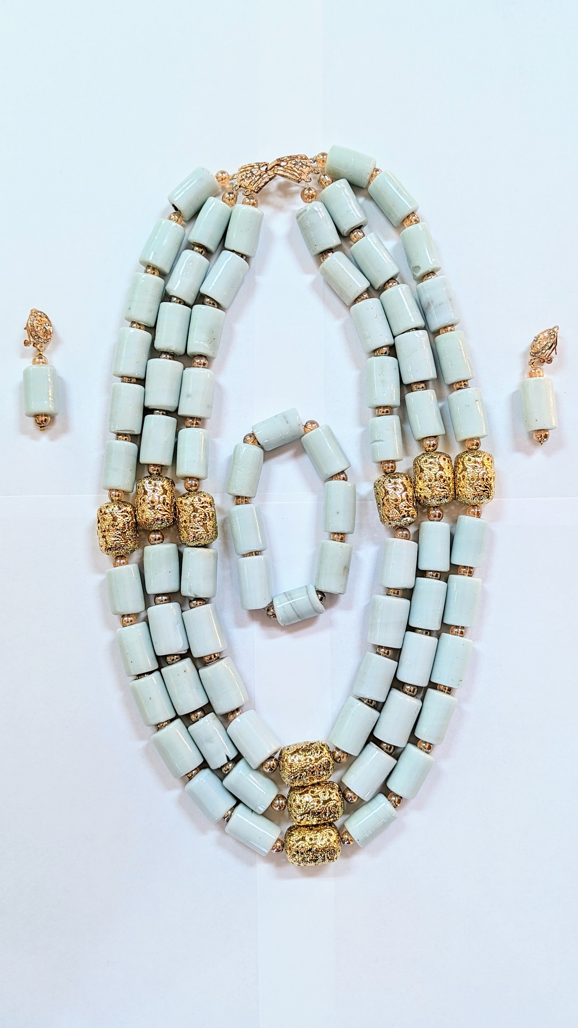 Dupsie's Ayooluwa Ileke African Bead Necklace, Bracelet and earrings Set DPILBIJS、mySite、solidvoid