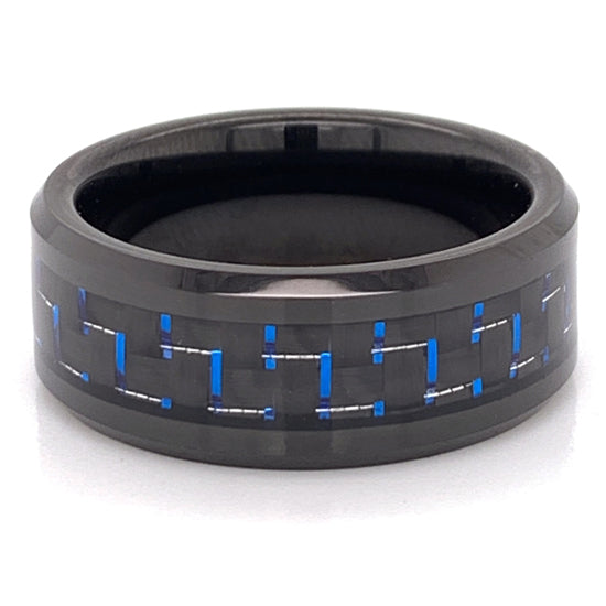 Black With Blue Accents Tungsten Comfort Fit Ring / TGR1020、mySite、dreamappss