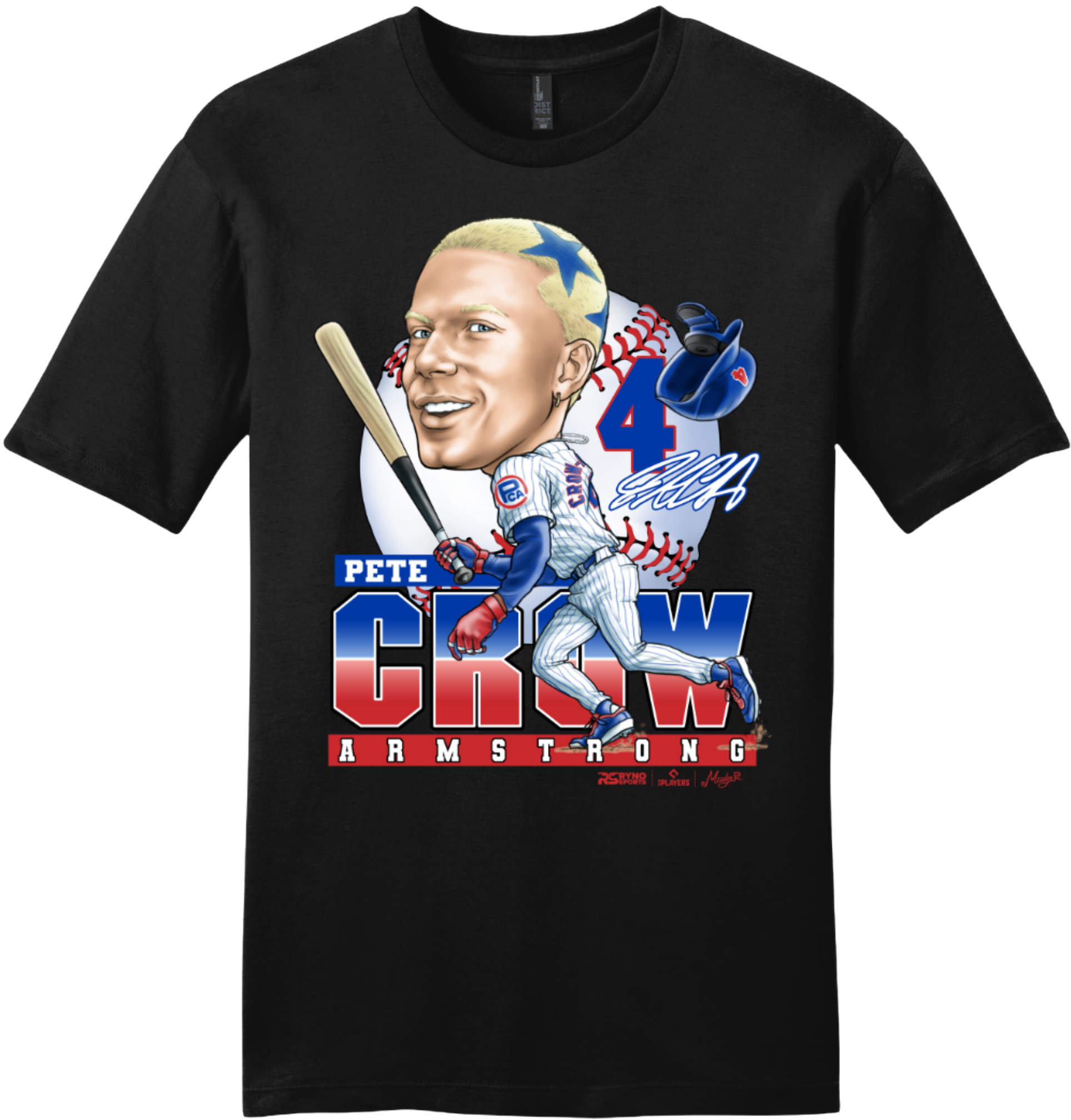 Pete Crow-Armstrong Chicago Cubs PCA Blue Star Black T-Shirt、mySite、vikingsvslions