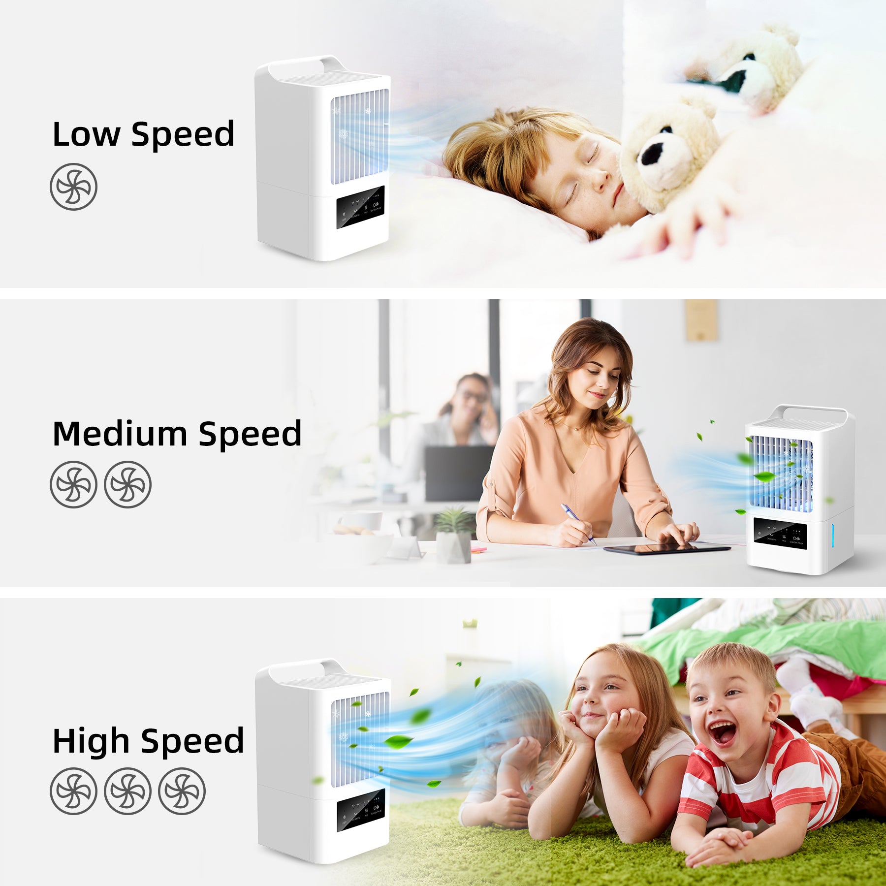 KLOUDIC Portable Air Conditioners, Personal Evaporative Air Cooler, Small Fan, 120°Oscillating Mist Humidifier for room, Office, Bedroom、mySite、fannypackpong