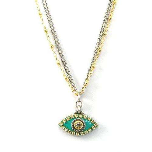 Michal Golan Crystal Stone and Turquoise Evil Eye Pendant Necklace、mySite、topwebapps