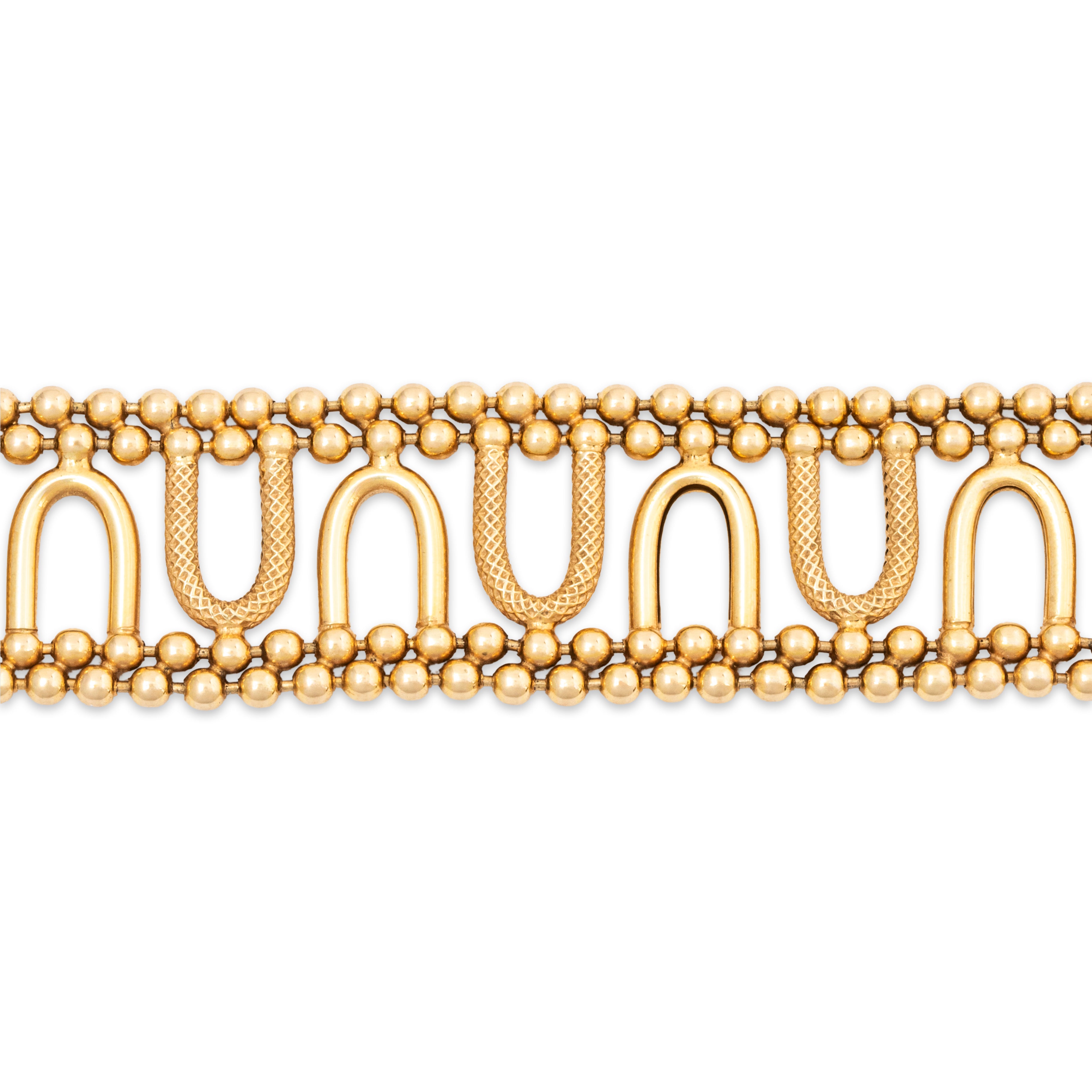 Wide Vintage Italian 14k Yellow Gold Beaded & Textured Bracelet 7.25、mySite、hinf8tx79