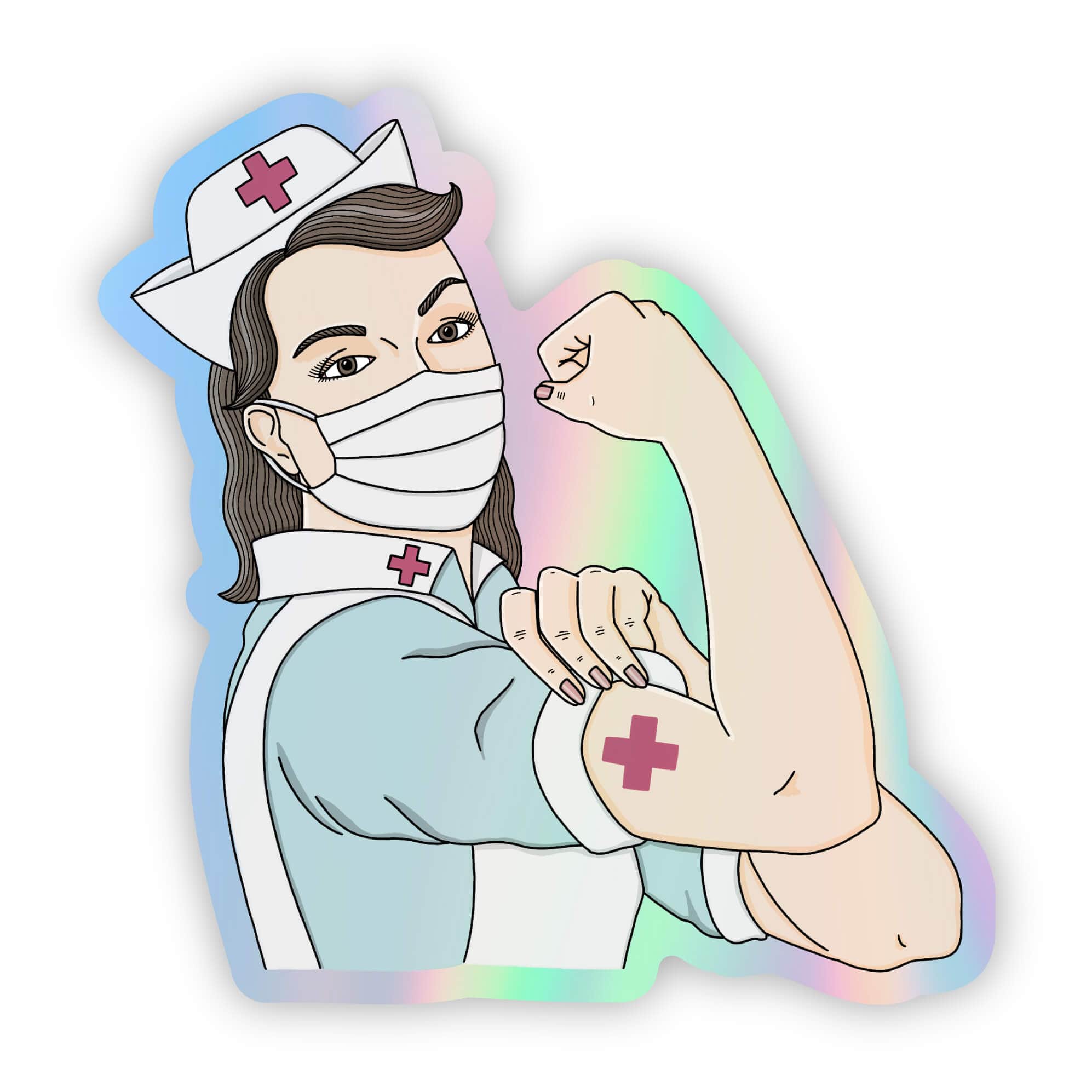  Woman Nurse Holographic Sticker、mySite、elrpsem3k