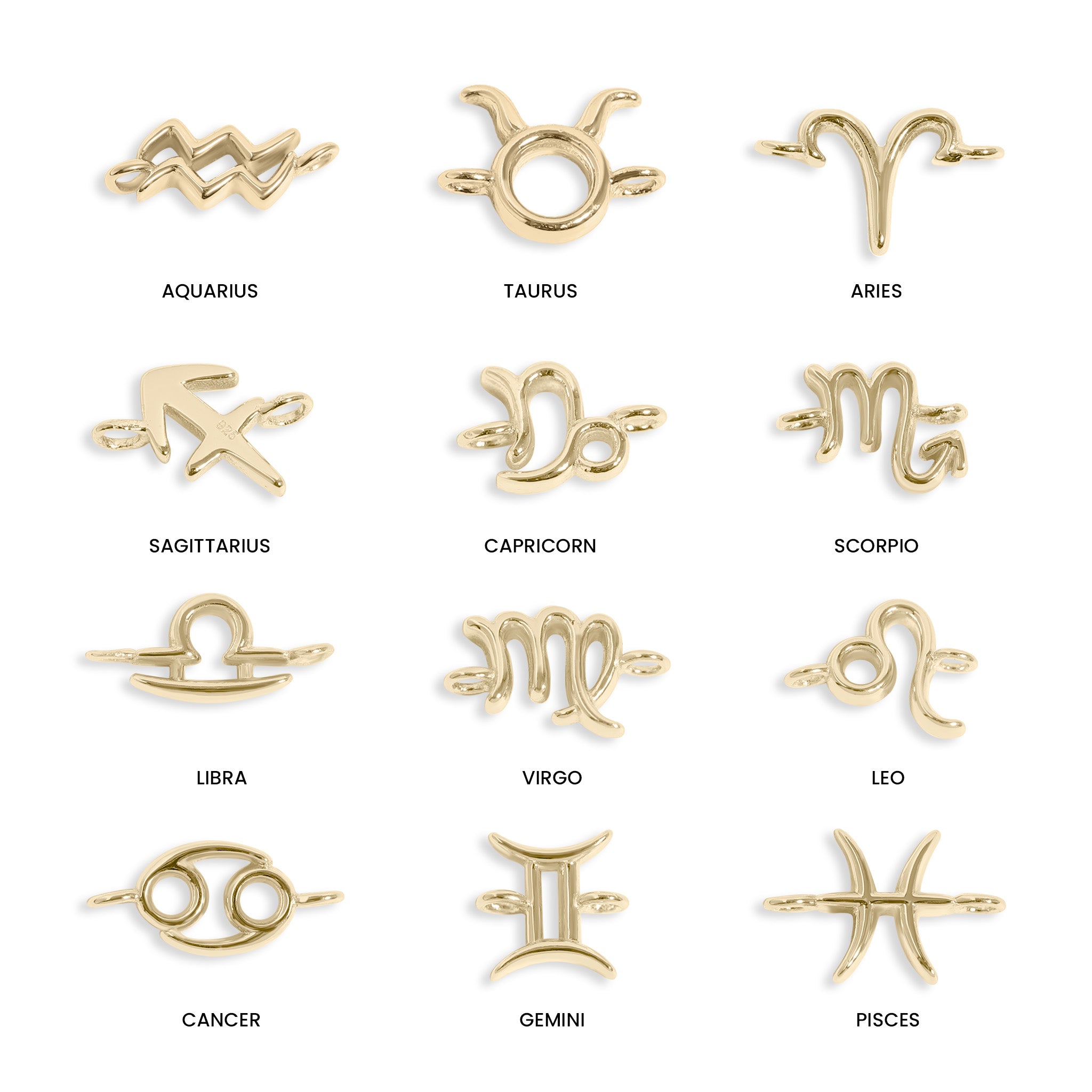 14K Gold Plated Sterling Silver Zodiac Connector Charm for Permanent Jewelry / PMJ1032、mySite、dreamappss