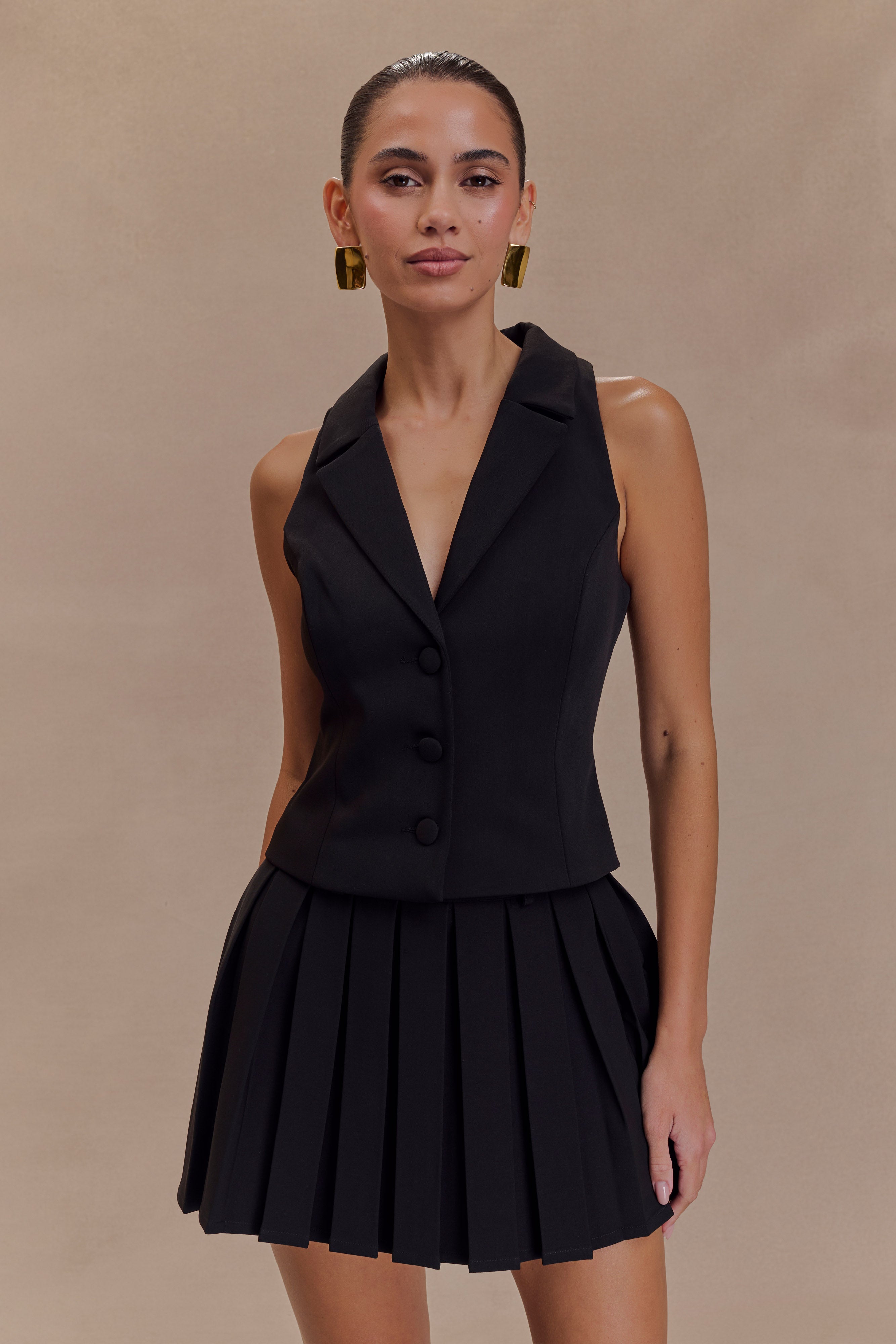 Mura Pleated Mini Skirt - Black、mySite、solidvoid